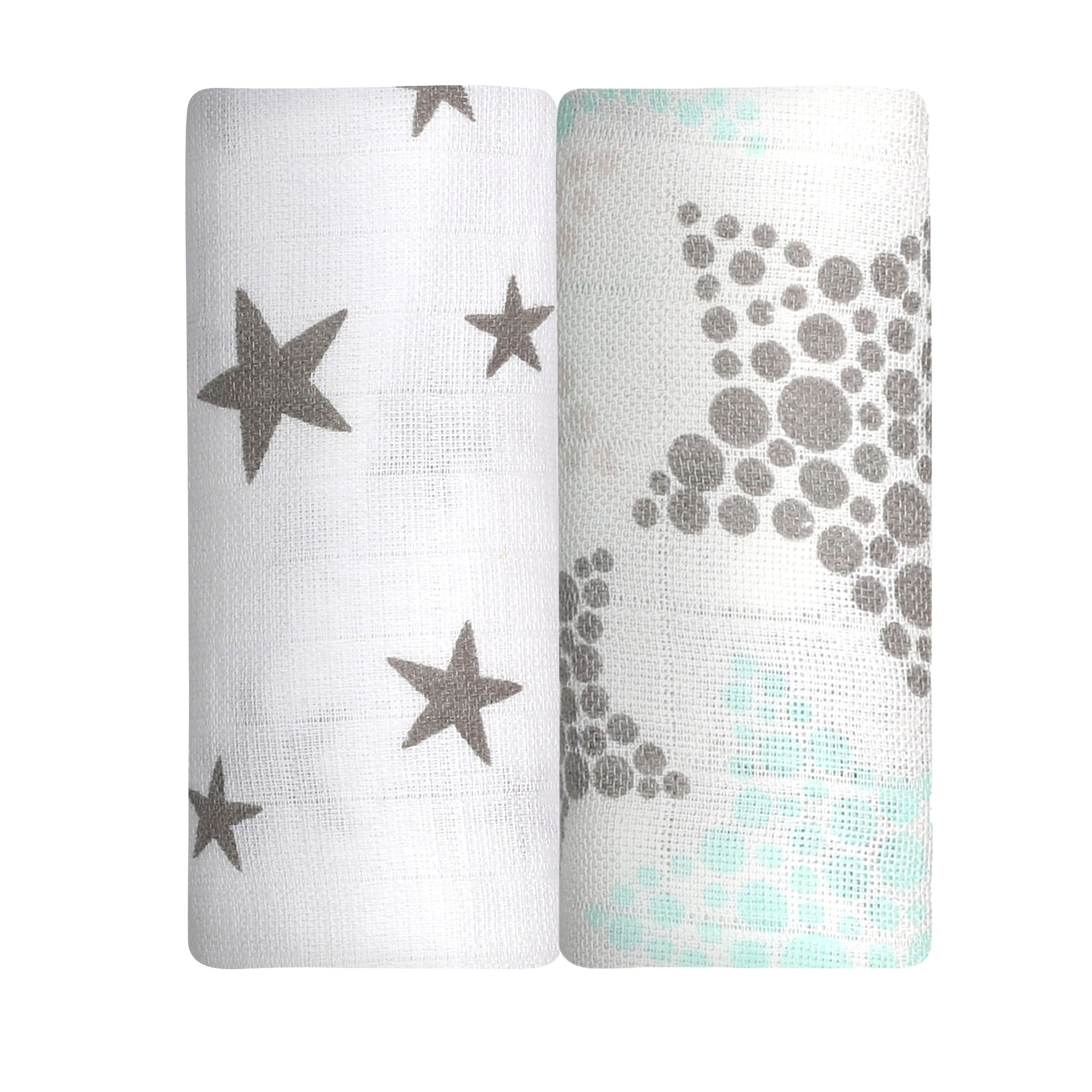 Lot de 2 langes bébé Gris Mousseline de coton