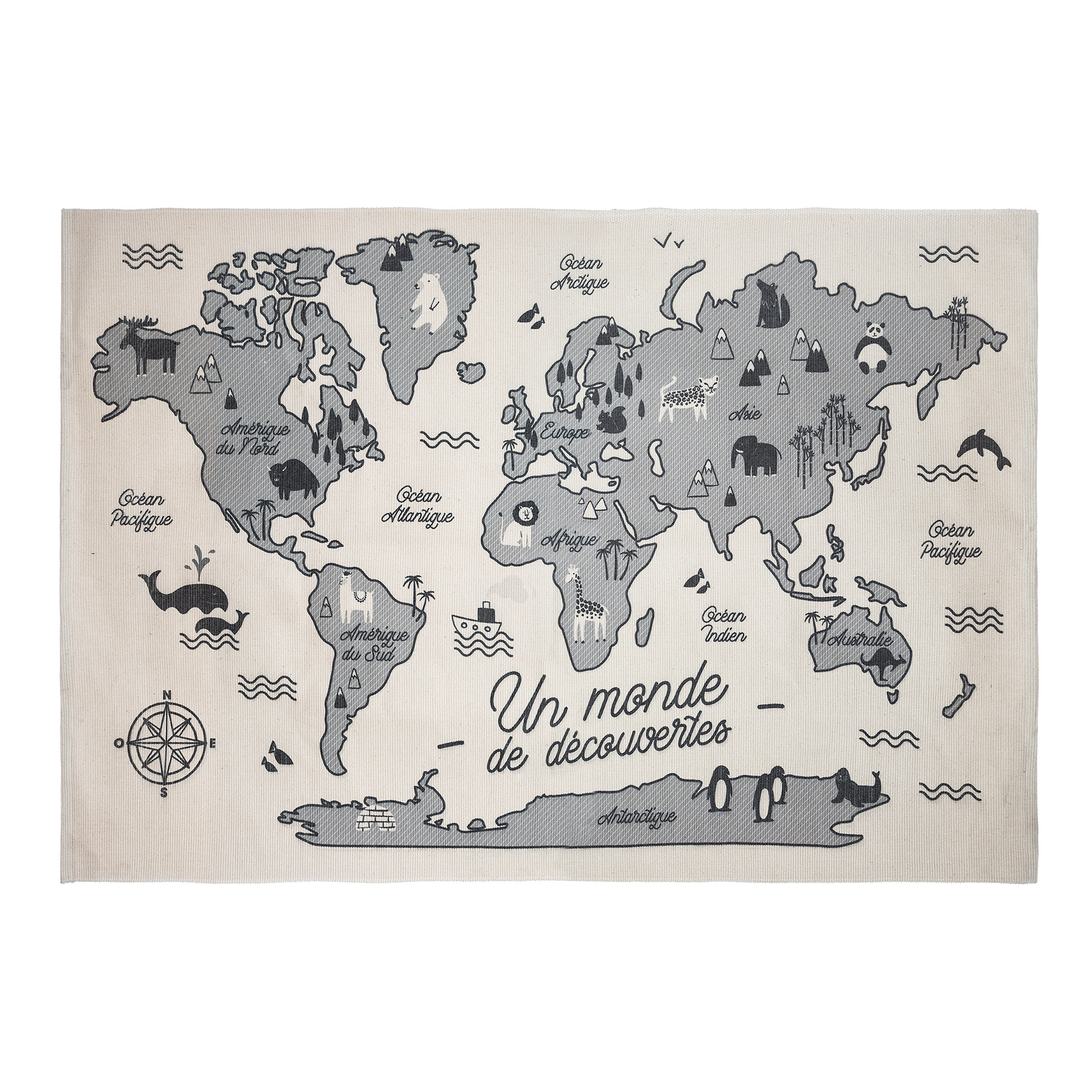 Tapis carte du monde polyester multicolore 150x100cm