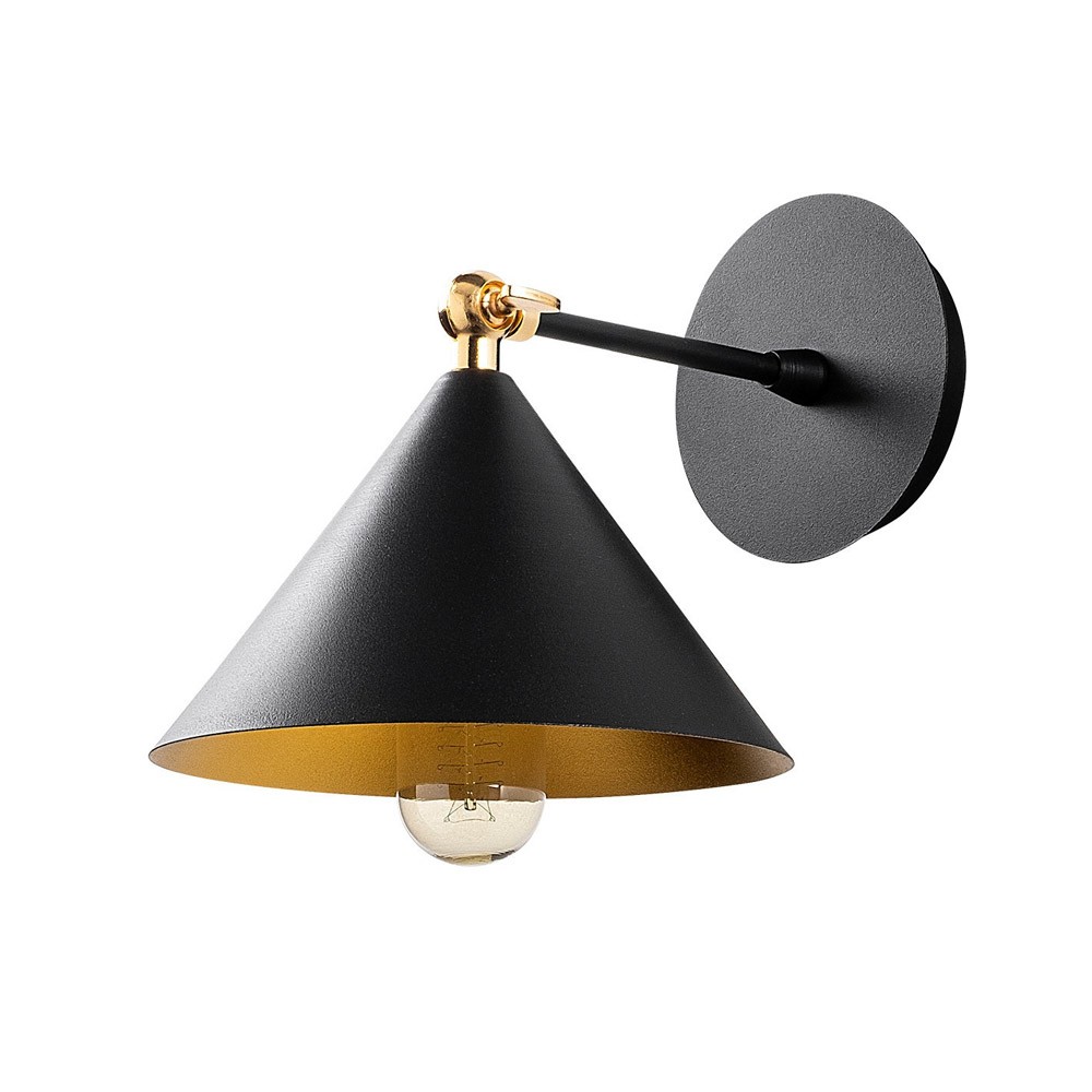 Applique métallique conique noire et orientable
