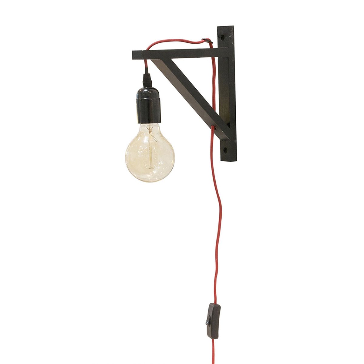 Lampe murale suspension noire câble rouge Lampe murale suspension noire câble rouge