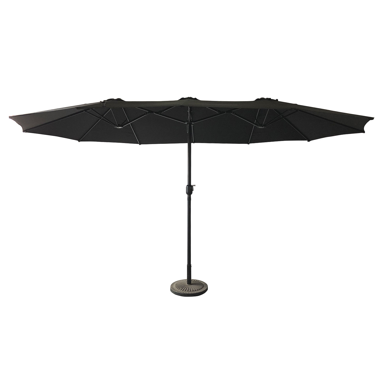 Parasol double ovale 2,7x4,6m en acier et toile noir