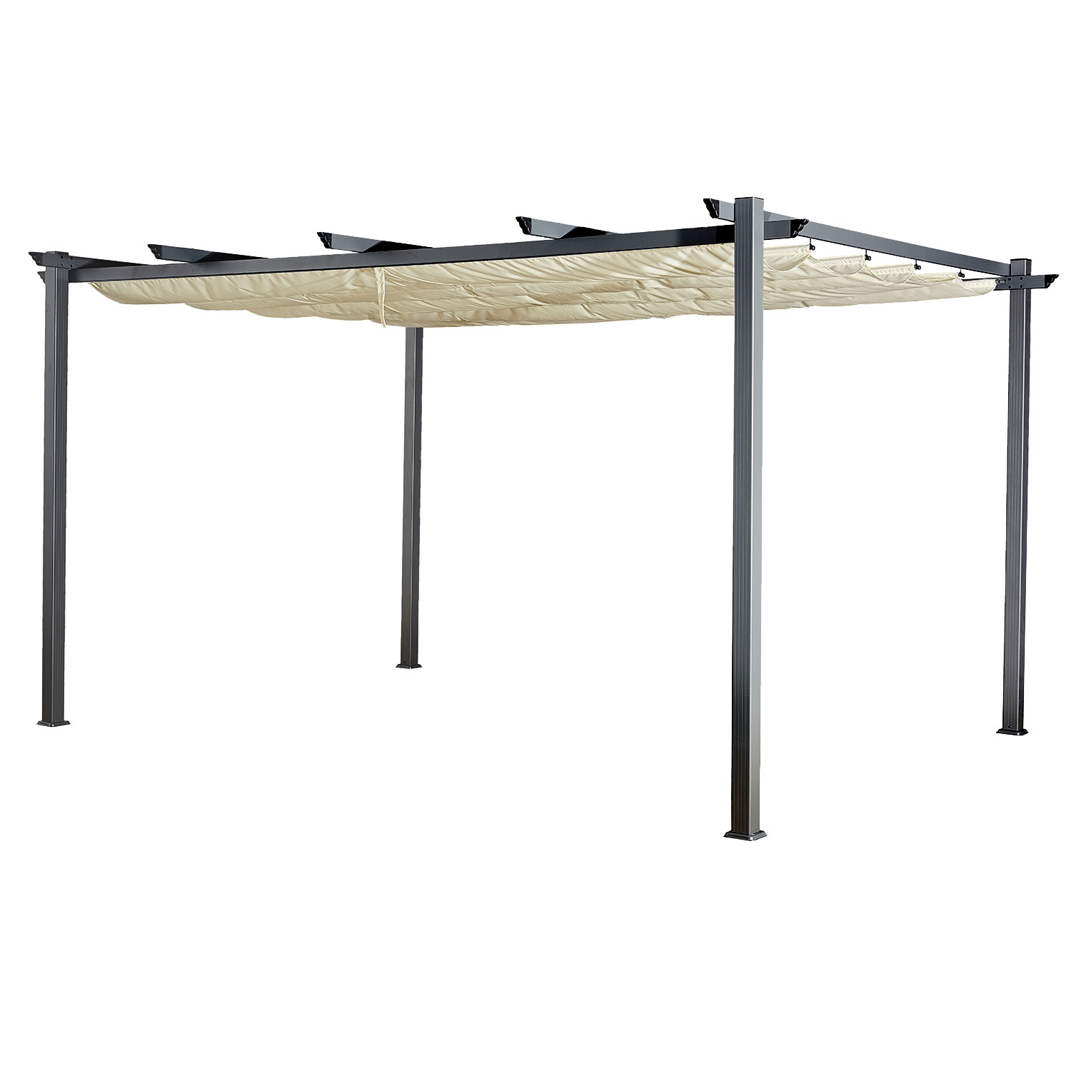 Pergola autoportante 3 × 4m en aluminium avec toile beige