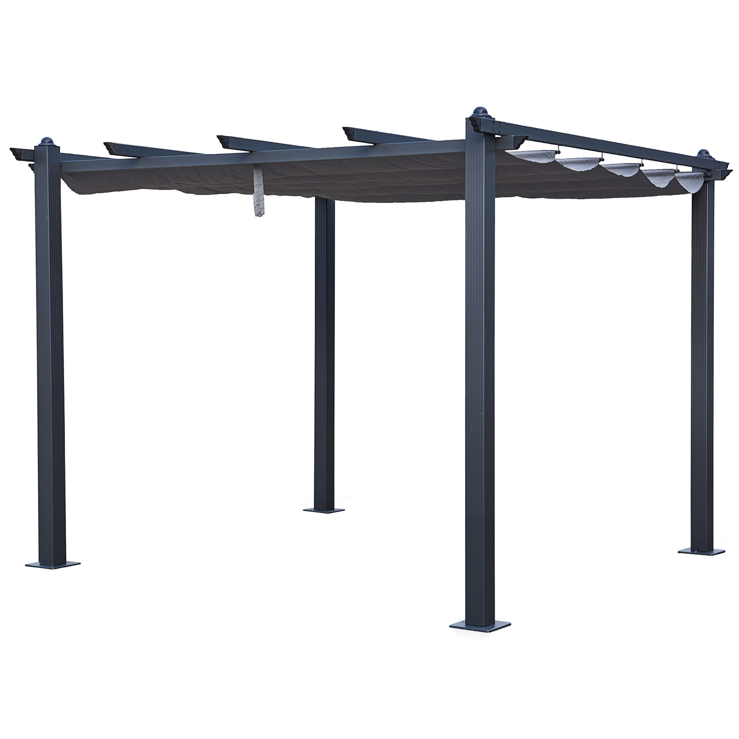 Pergola autoportante 3 × 3m en aluminium avec toile grise