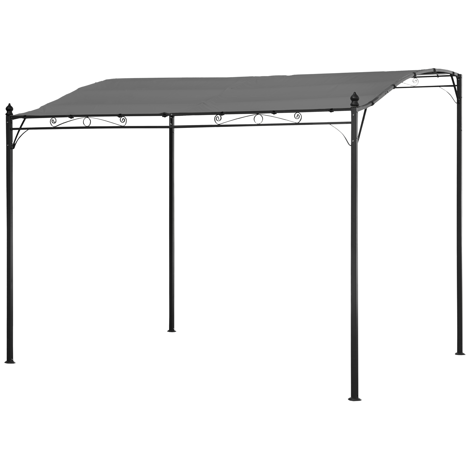 Pergola murale 3 × 2,5m en acier anthracite avec toile grise