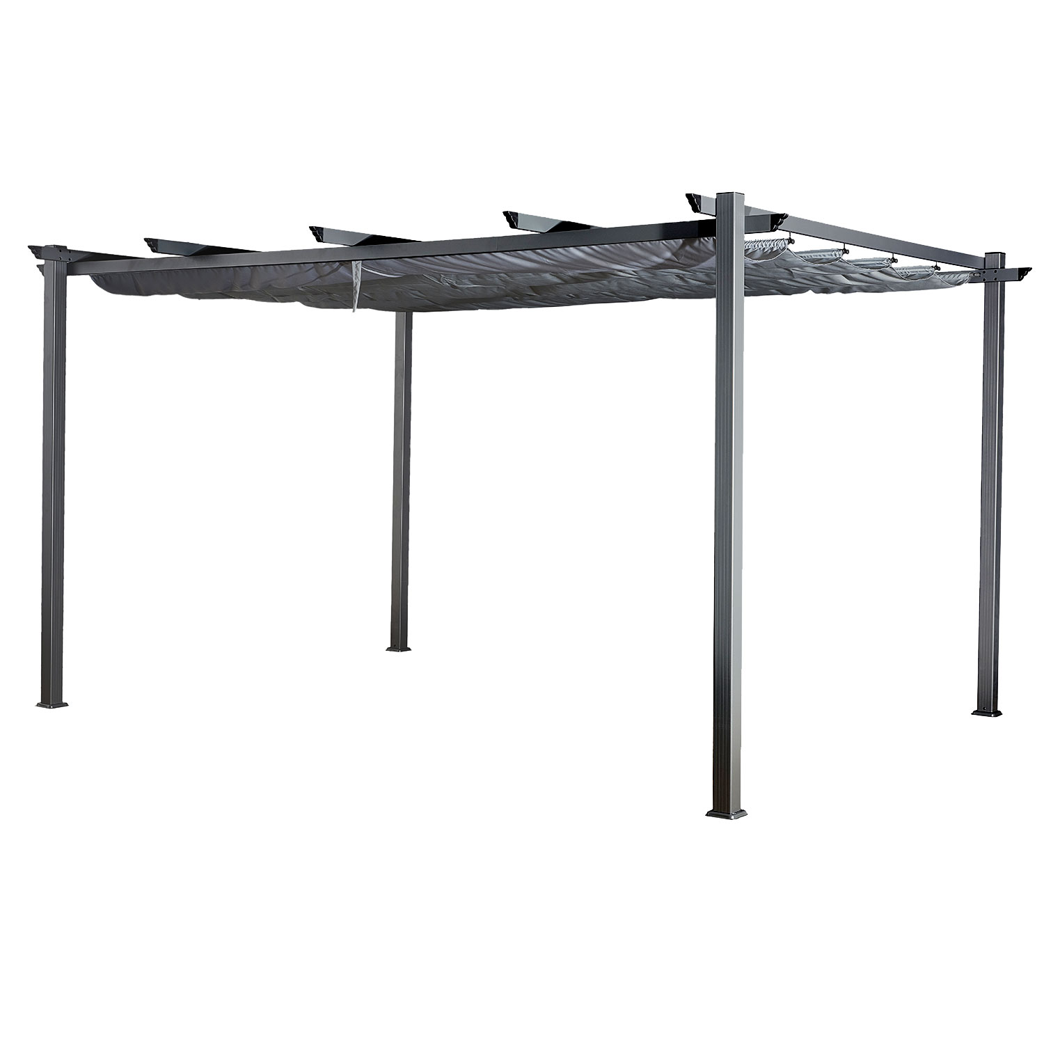 Pergola autoportante 3 × 4m en aluminium avec toile grise