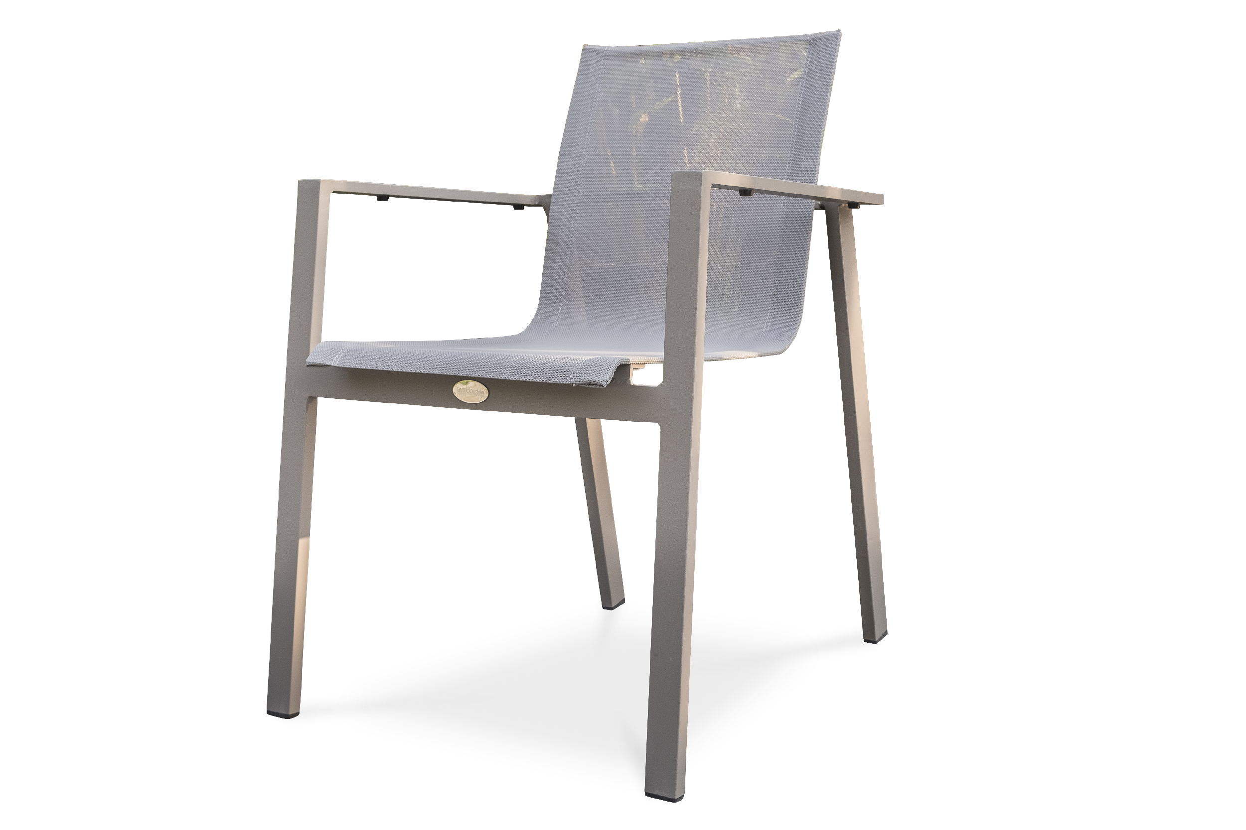 fauteuil de jardin empilable en aluminium et toile plastifiée taupe