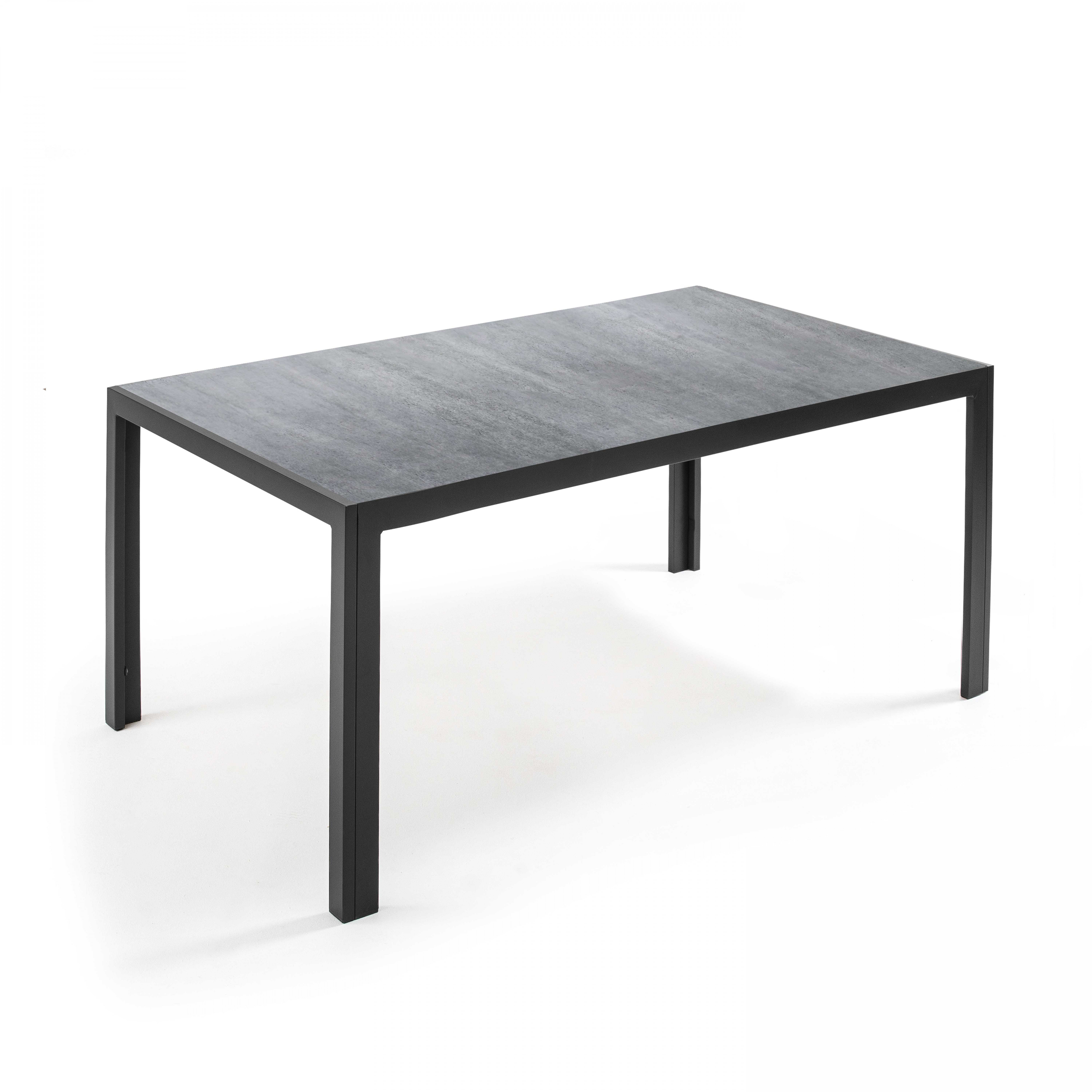 Table moderne rectangulaire en aluminium et céramique effet béton Table moderne rectangulaire en aluminium et céramique effet béton