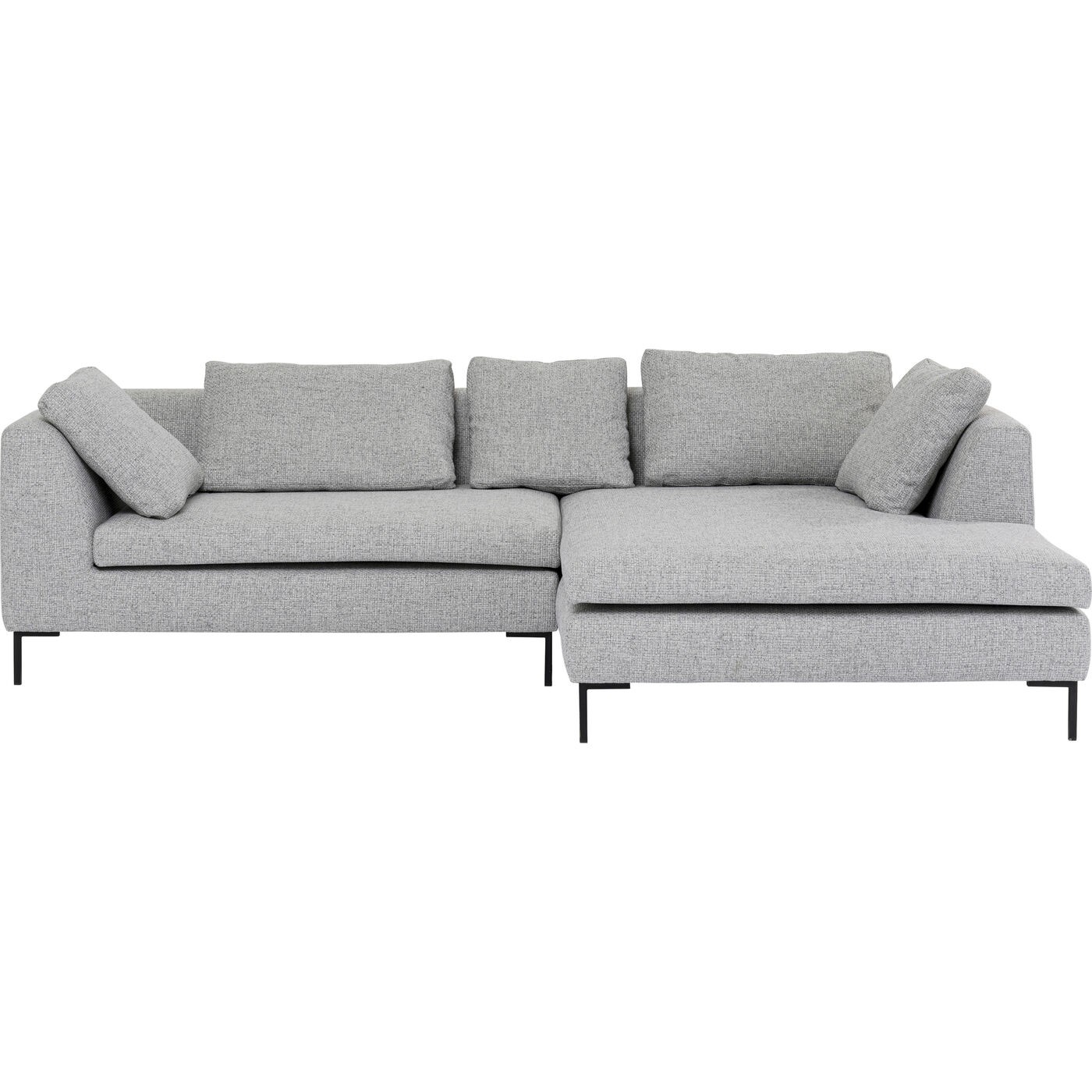 Canapé d'angle droit 4 places en tissu tressé gris clair
