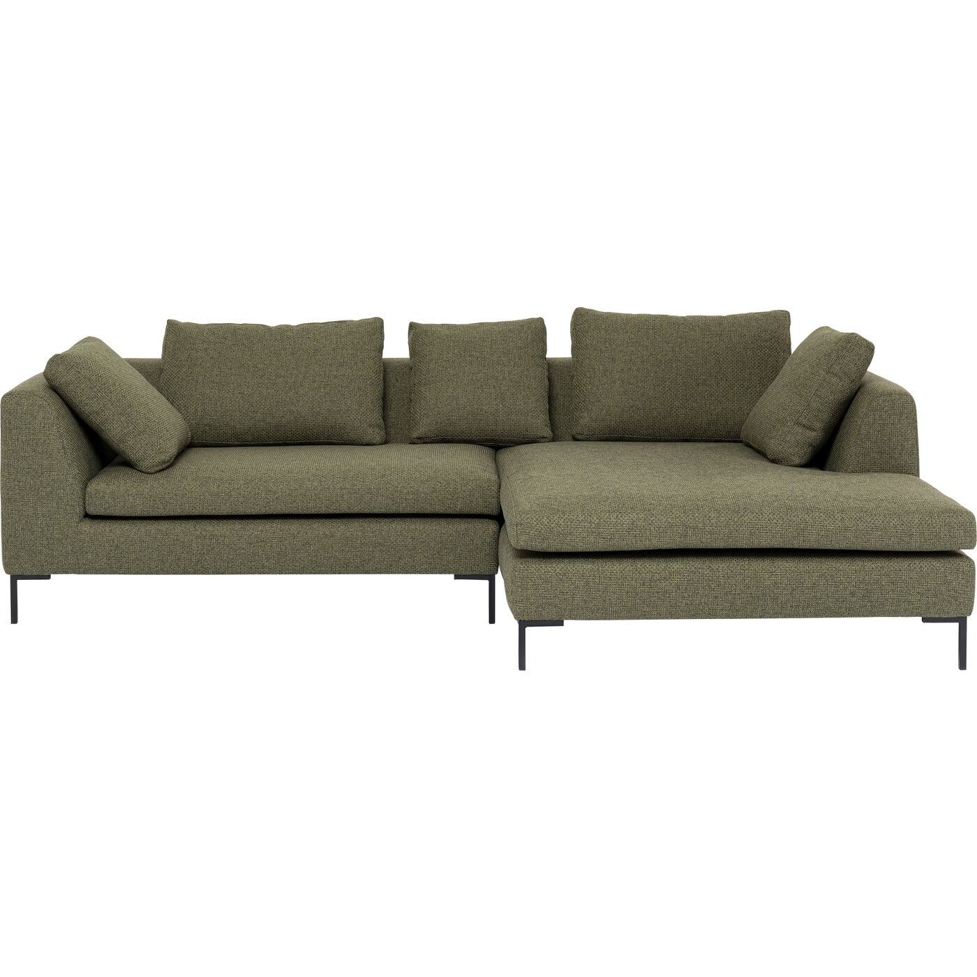 Canapé d'angle droit 4 places en tissu tressé vert