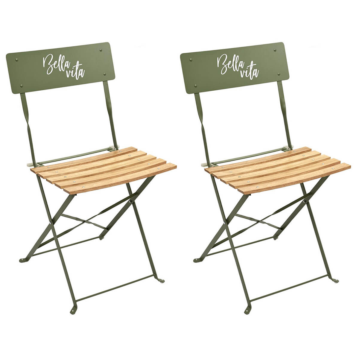 Lot de 2 chaises pliantes kaki motif bella vita