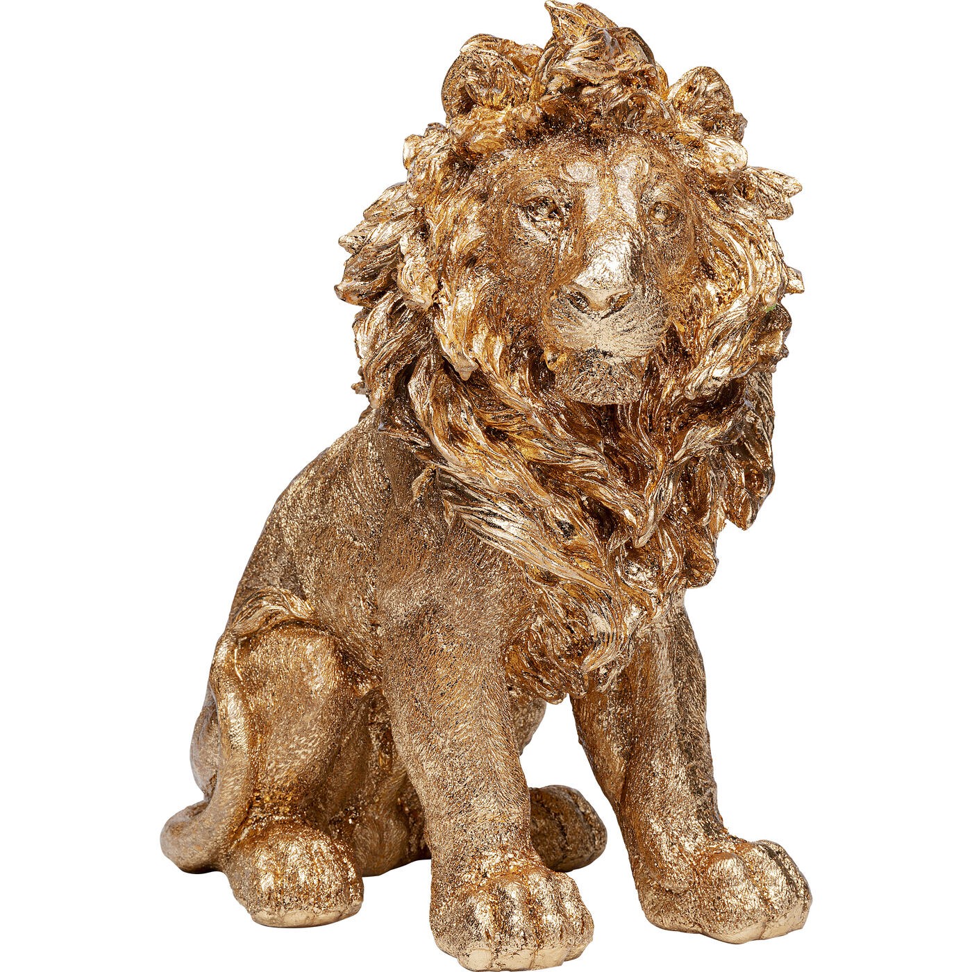 Déco lion assis en fibre de verre dorée H42 Déco lion assis en fibre de verre dorée H42
