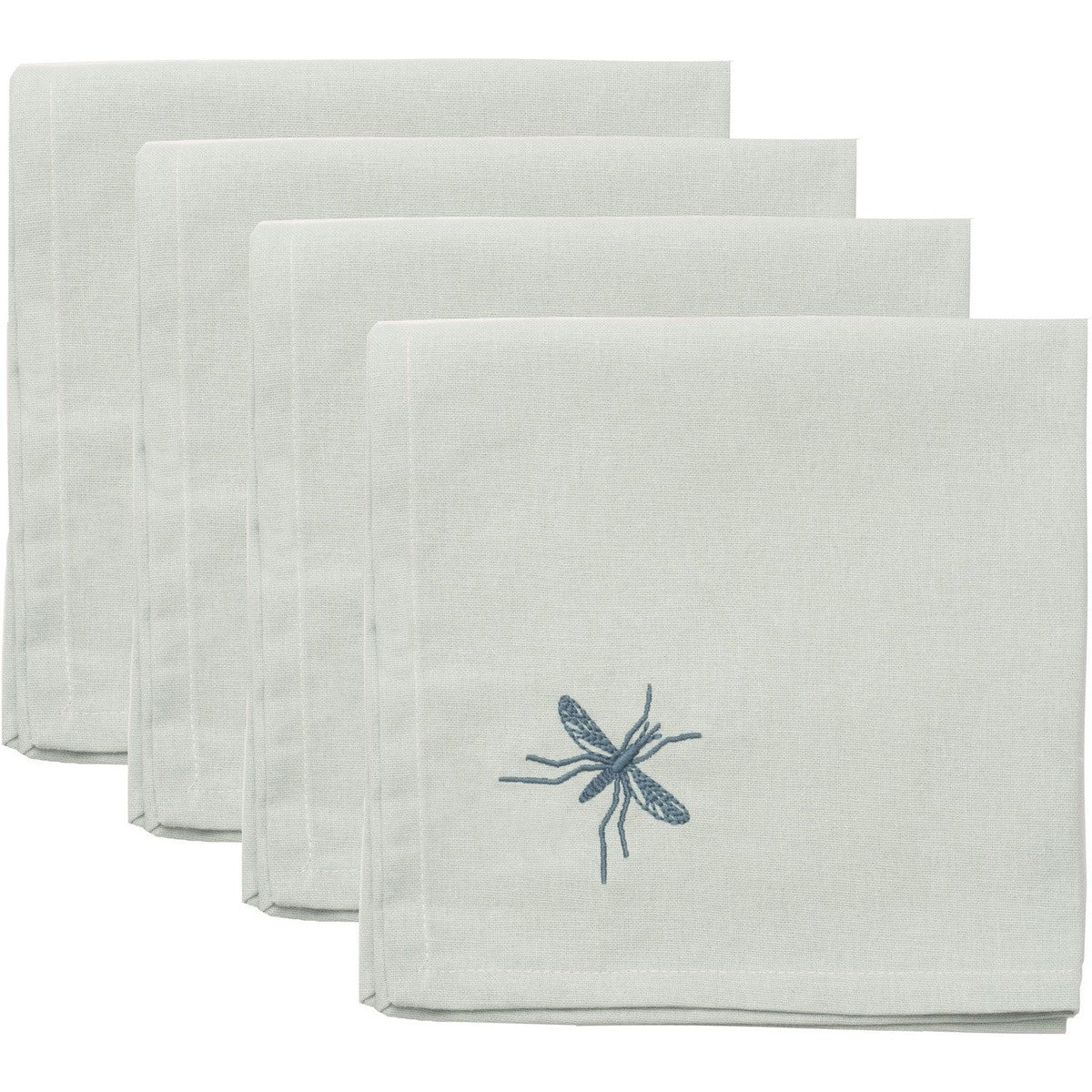 serviettes de table (x4) coton  45x45 bleu paon