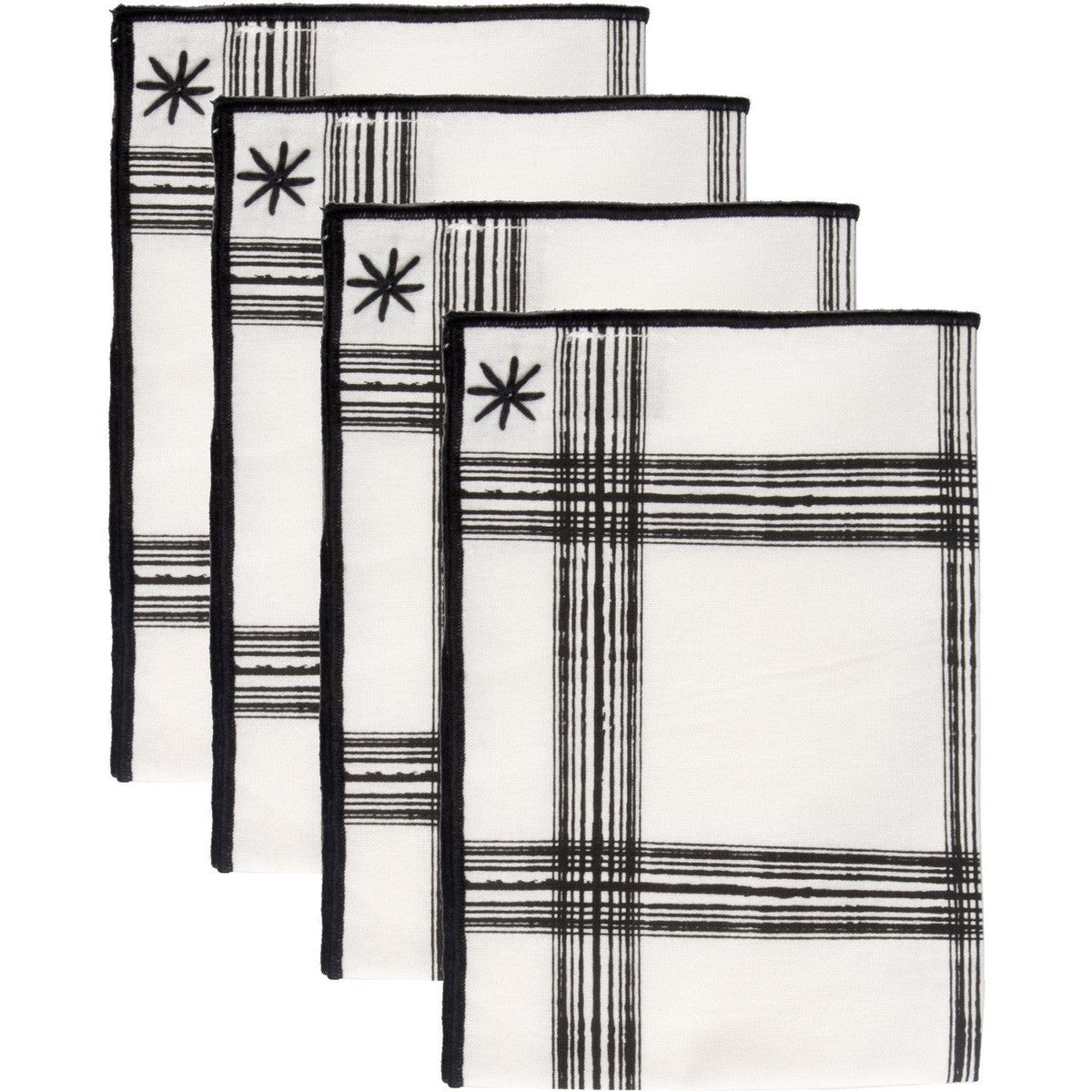Serviettes (set de 4) en coton 45x45 Blanc et noir