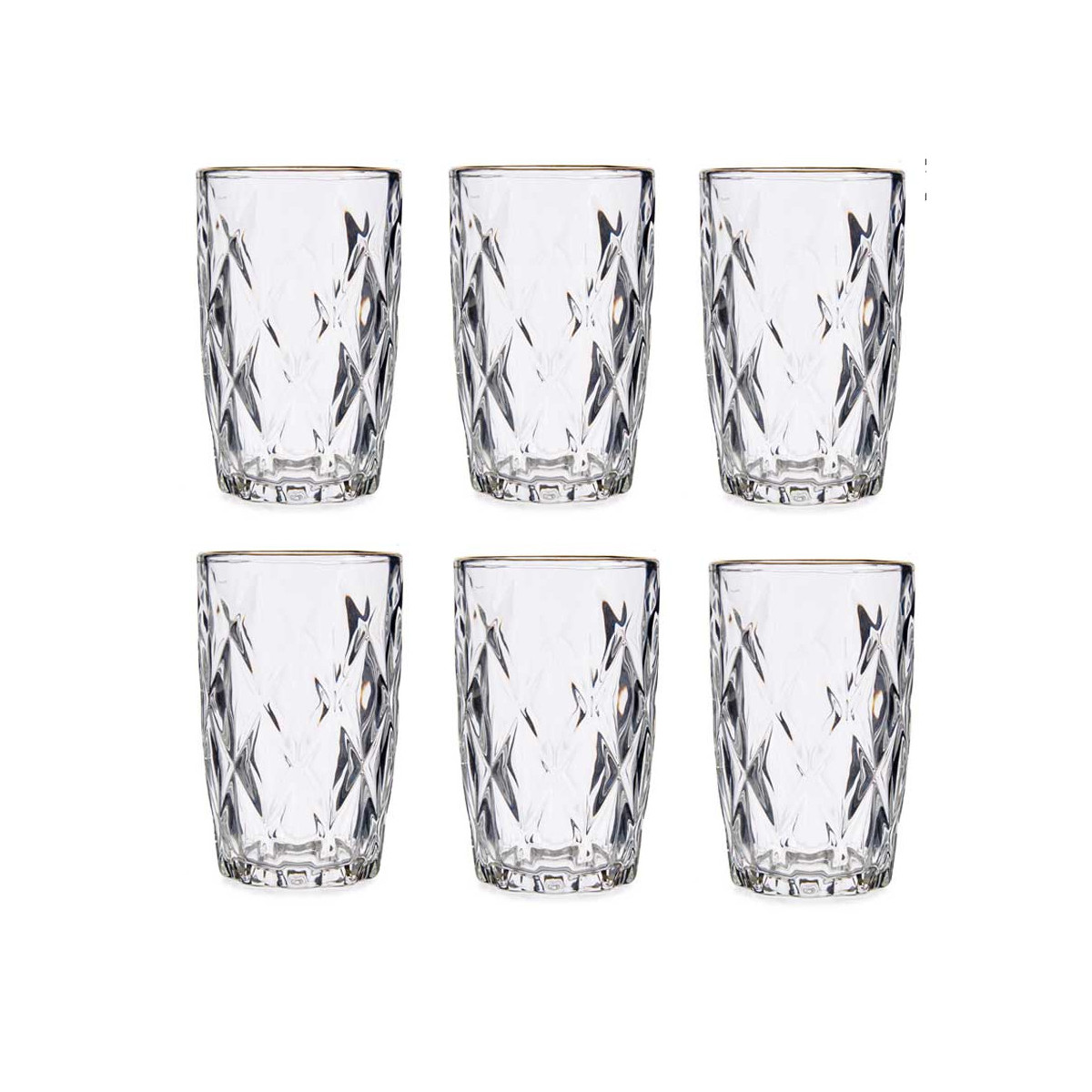 Verres à eau en verre transparent et bordure dorée 34cl - Lot de 6 Verres à eau en verre transparent et bordure dorée 34cl - Lot de 6