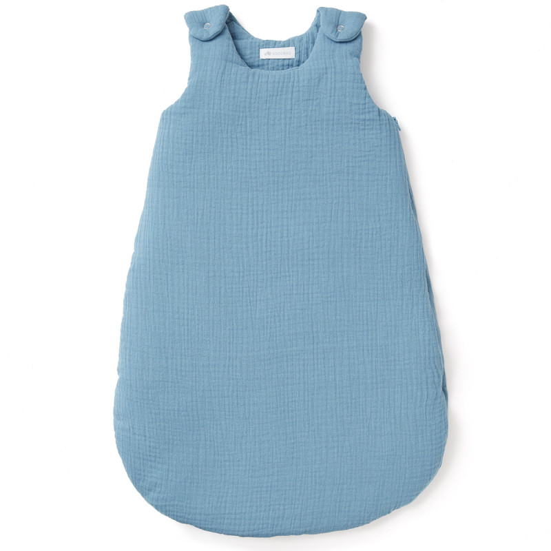 Gigoteuse bébé en gaze de coton bleu jean (0-6 mois)