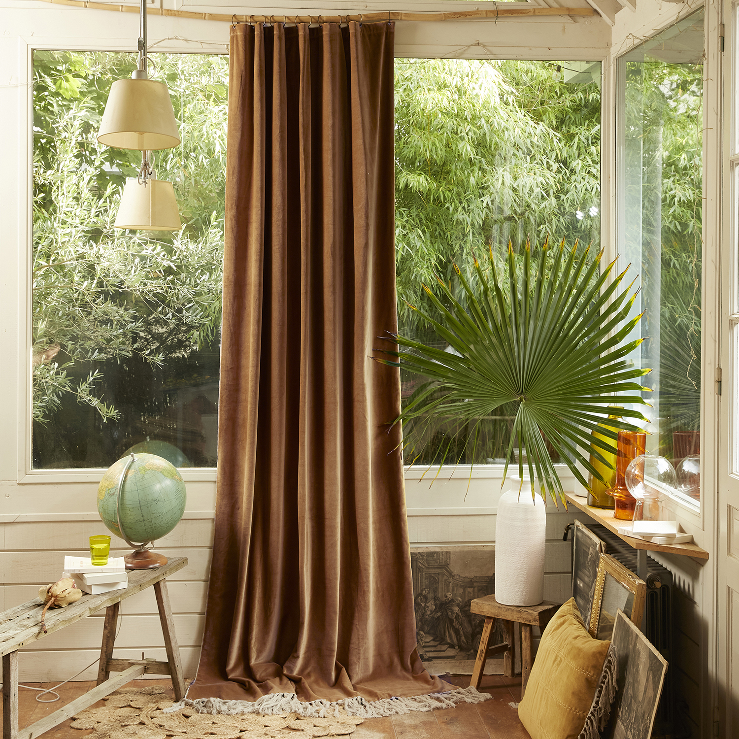 Rideau 140x300 cm en velours de coton taupe Rideau 140x300 cm en velours de coton taupe