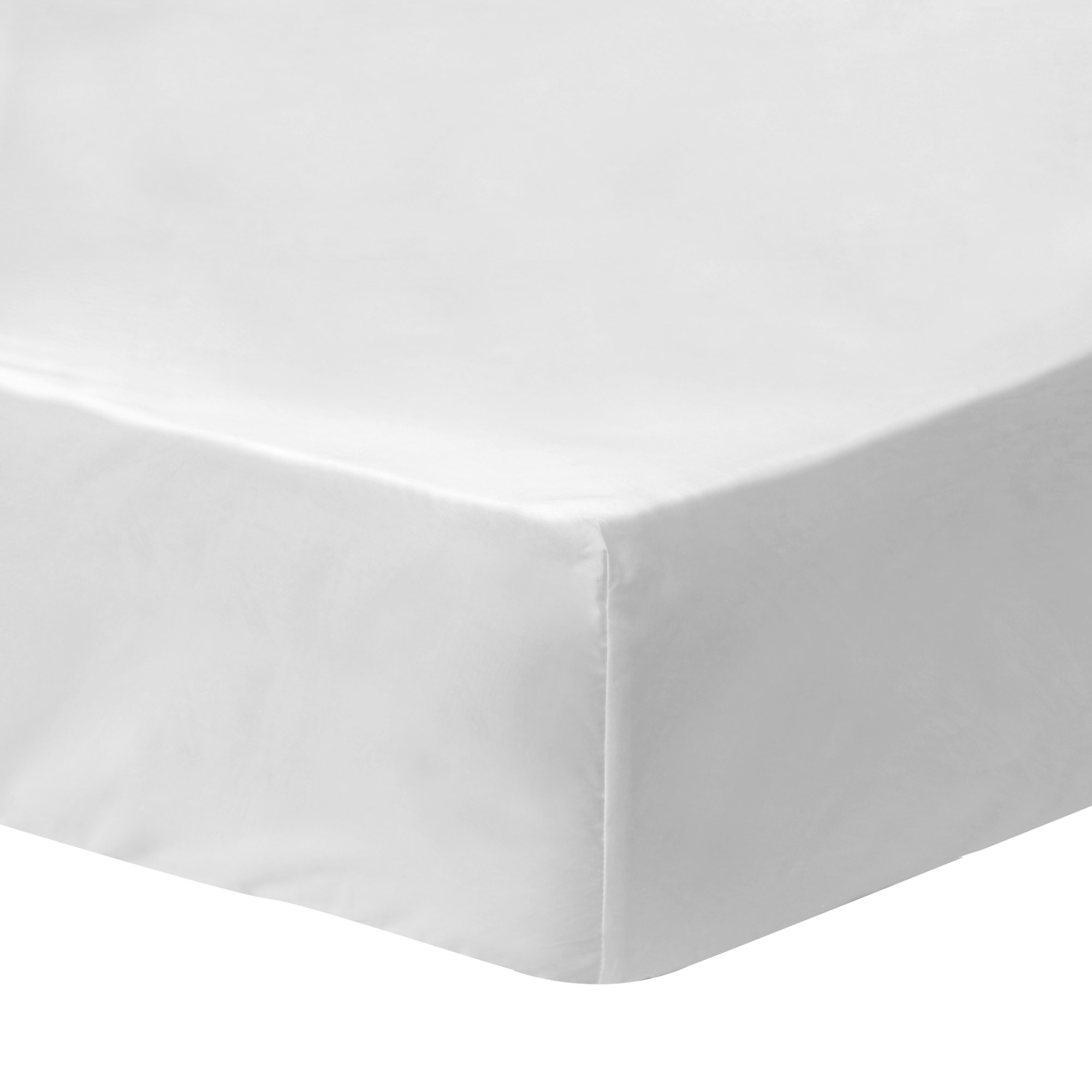 COTON LAVÉ - Drap-housse uni en coton lavé Blanc 140x200 cm