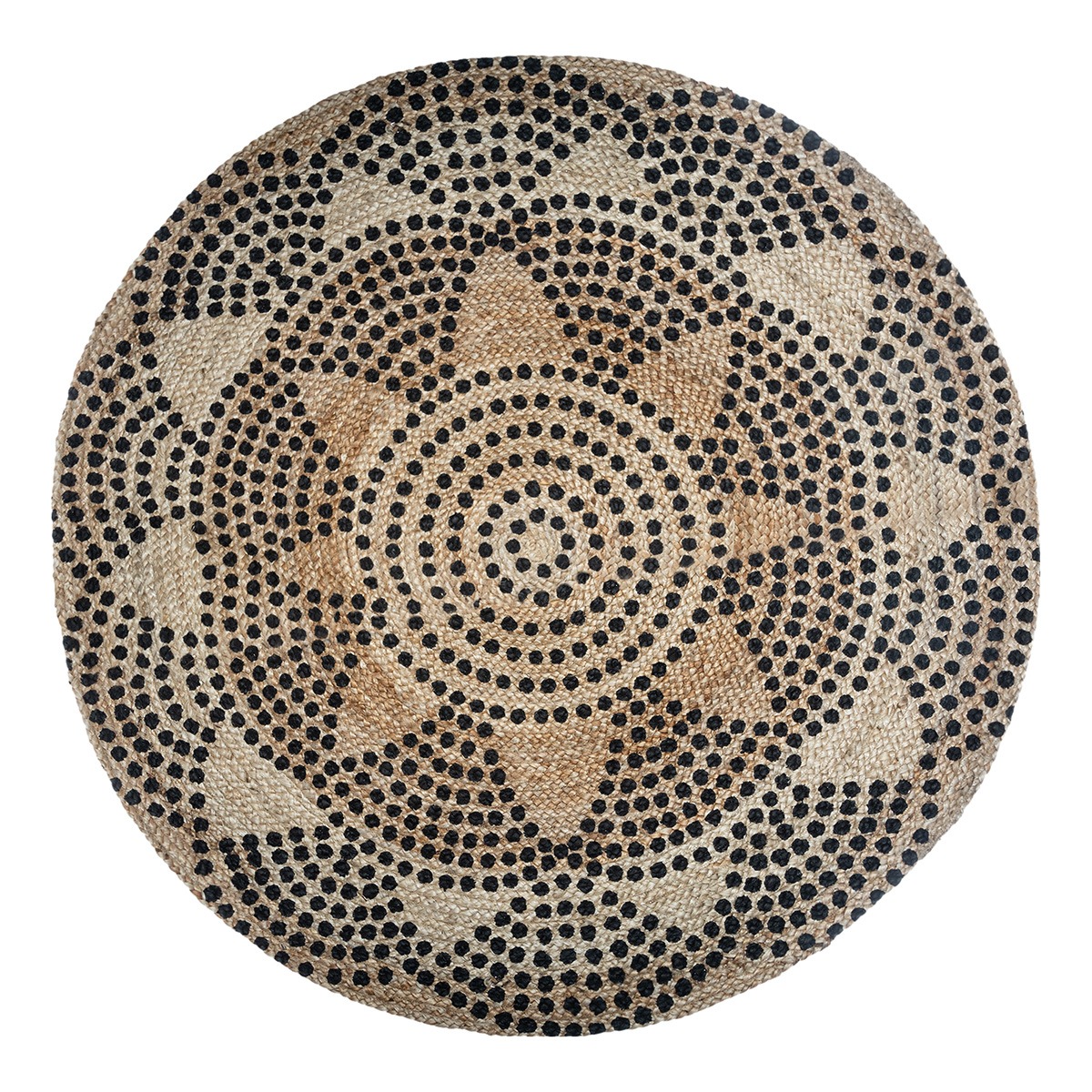 Tapis rond en jute pois D120cm Tapis rond en jute pois D120cm