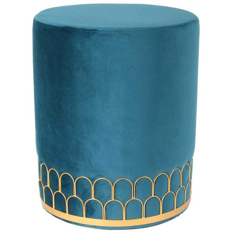 Pouf liseré en métal doré vert Pouf liseré en métal doré vert