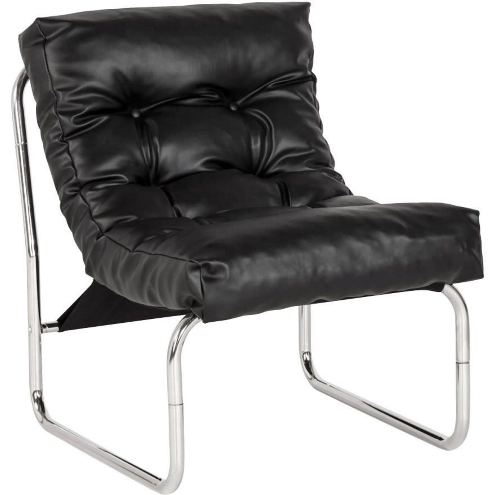 fauteuil simili noir h. assise 40 cm rembourré