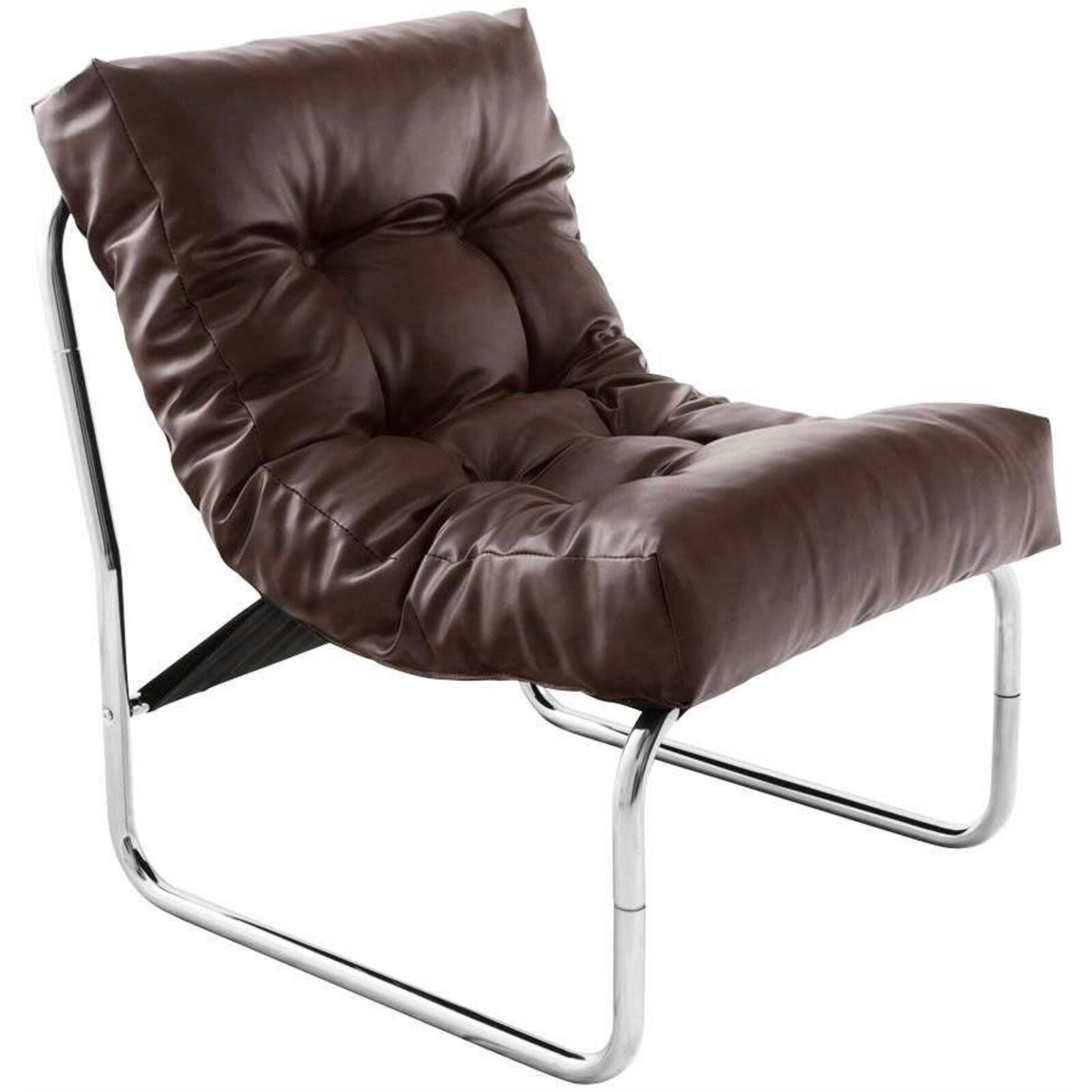 fauteuil simili marron h. assise 40 cm rembourré