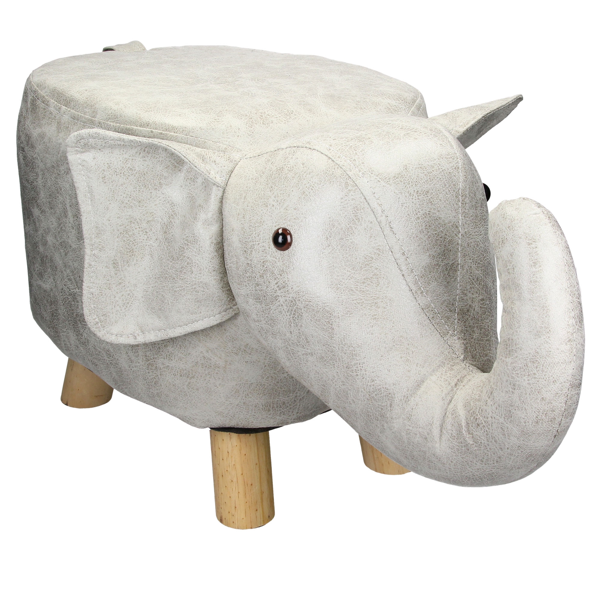 Tabouret animal éléphant brun, 65x35x30 cm, en simili-cuir