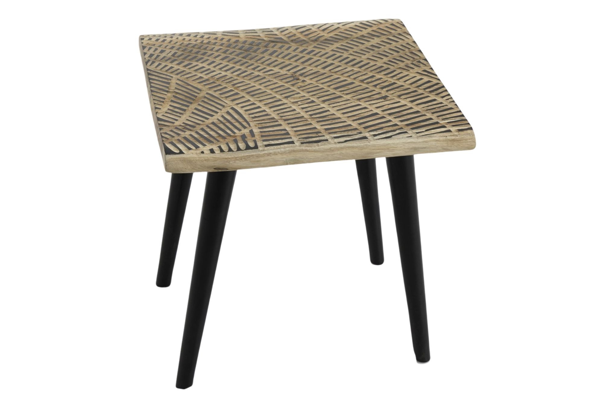 Bout de canapé carré en bois sculpté Bout de canapé carré en bois sculpté