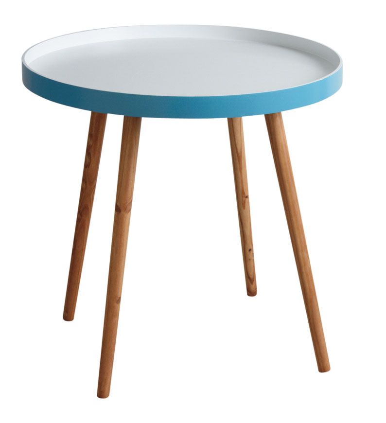 table d'appoint en bois et mdf laqué bleu