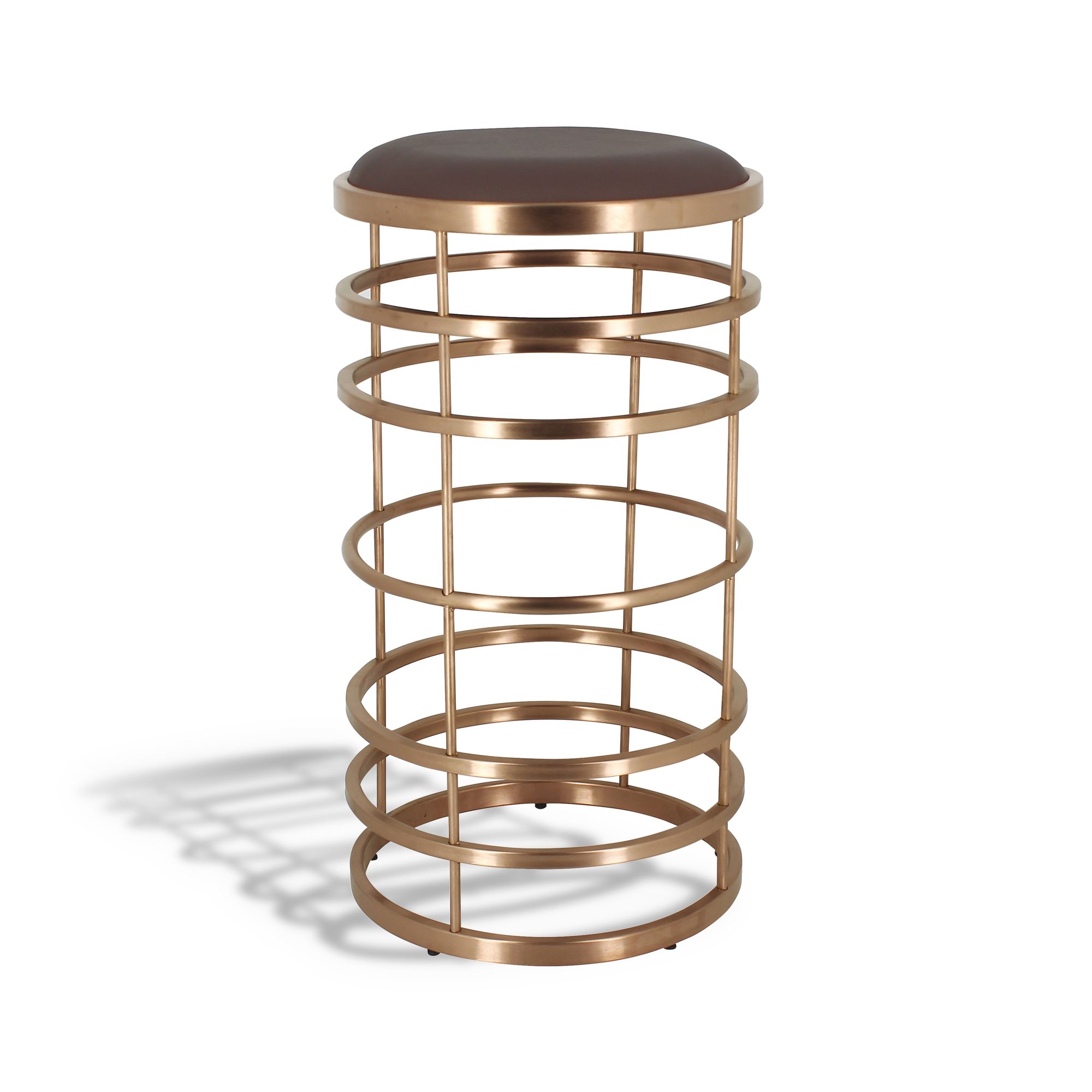 Tabouret de bar en microfibre marron pied en acier inoxydable brossé Tabouret de bar en microfibre marron pied en acier inoxydable brossé
