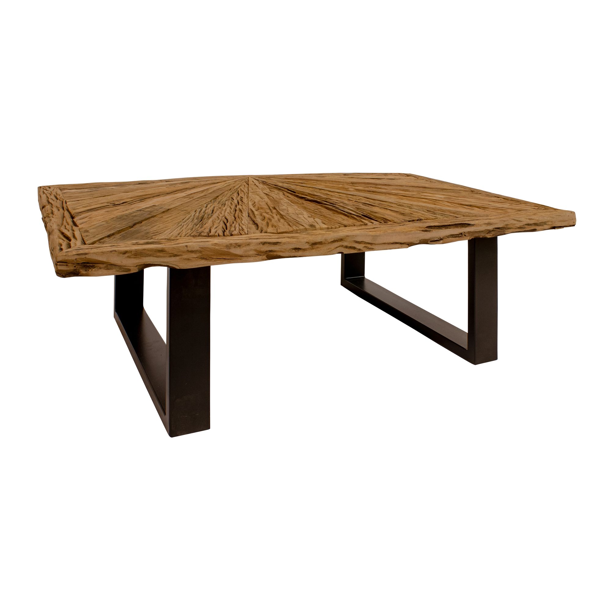 Table basse en bois de teck recyclé pieds en métal noir h35cm