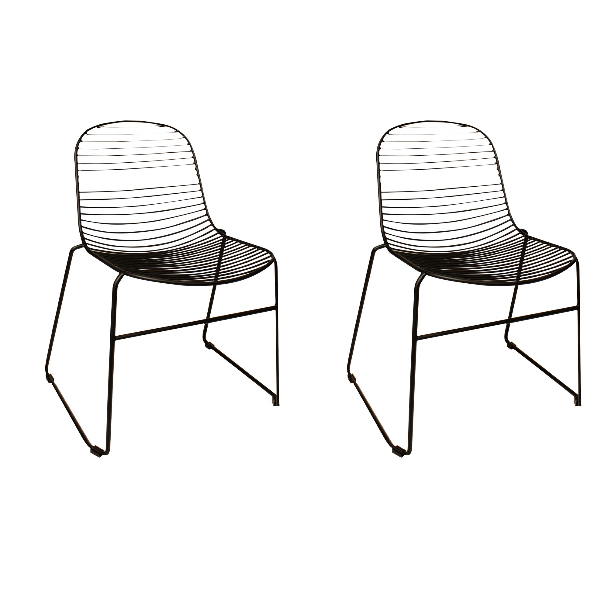 lot de 2 chaises empilables en métal noir
