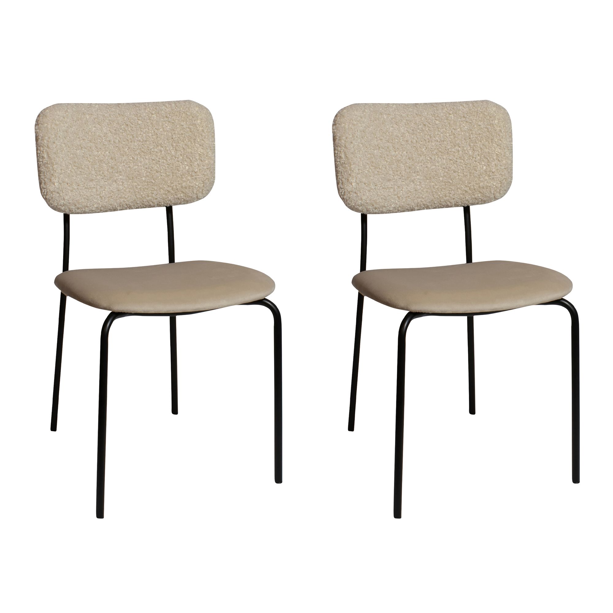 Lot de 2 chaises bi-matière beige et pieds en métal noir h84cm Lot de 2 chaises bi-matière beige et pieds en métal noir h84cm