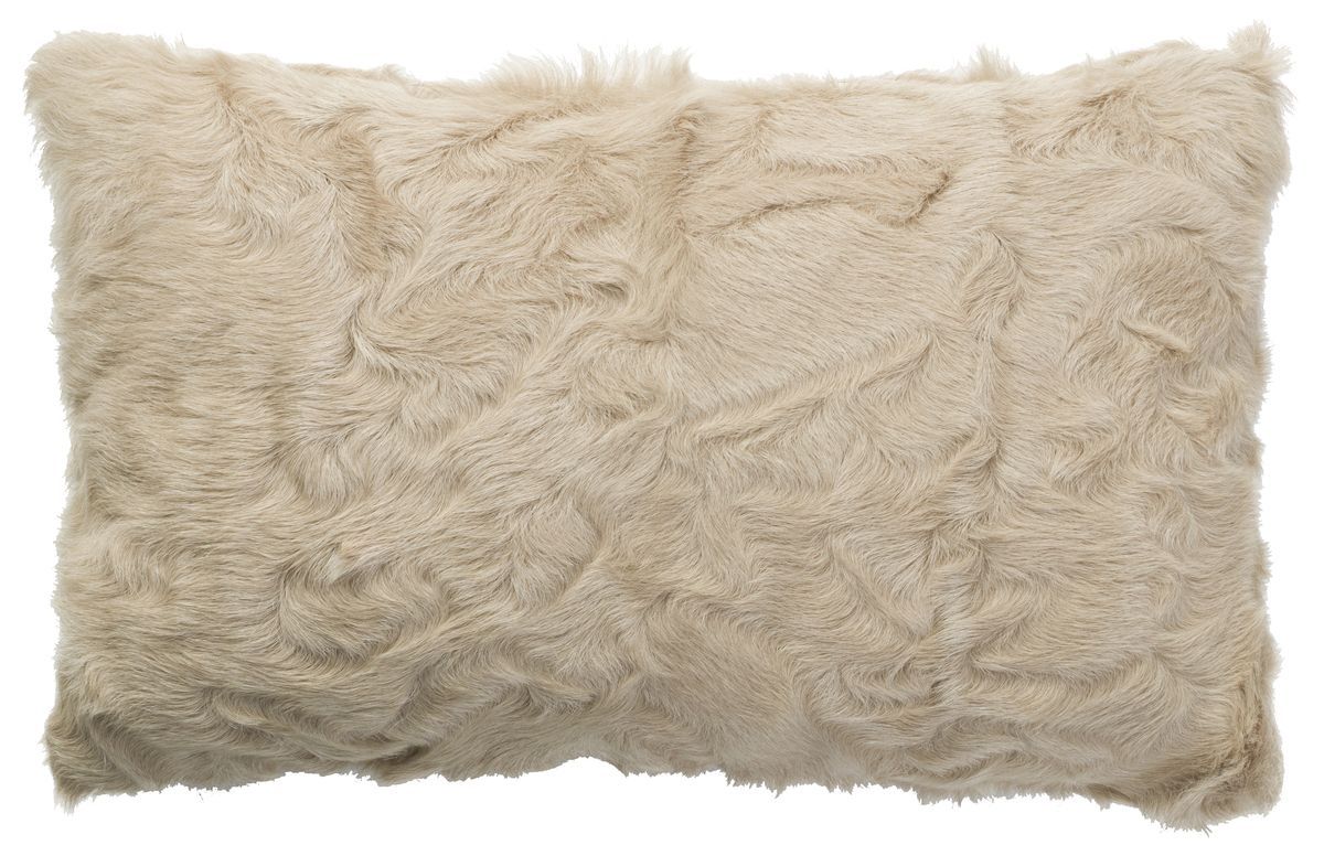 Coussin en poils de chèvre frisés blanc 24x40