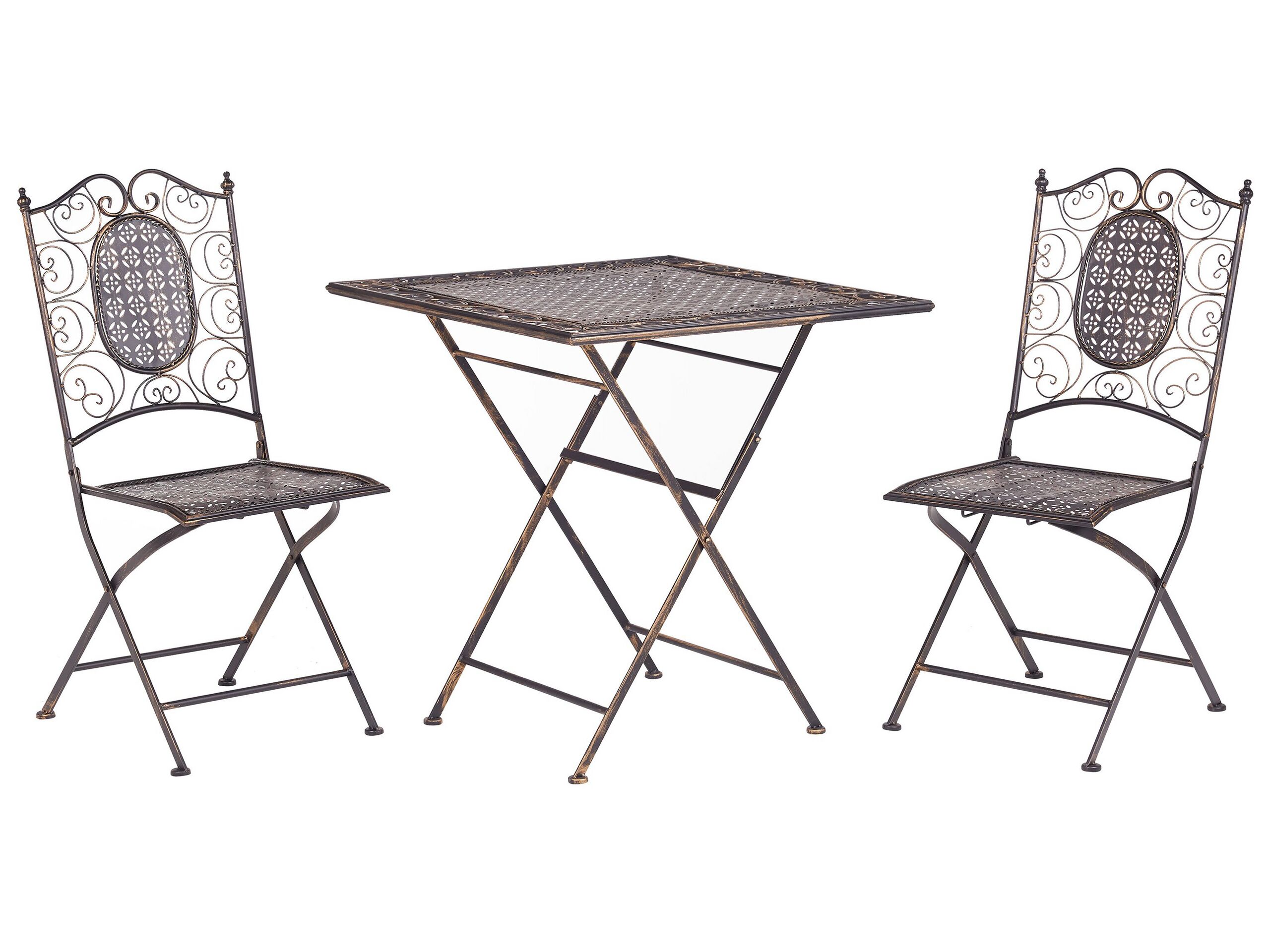 Set de bistrot en acier noir au style rétro vintage