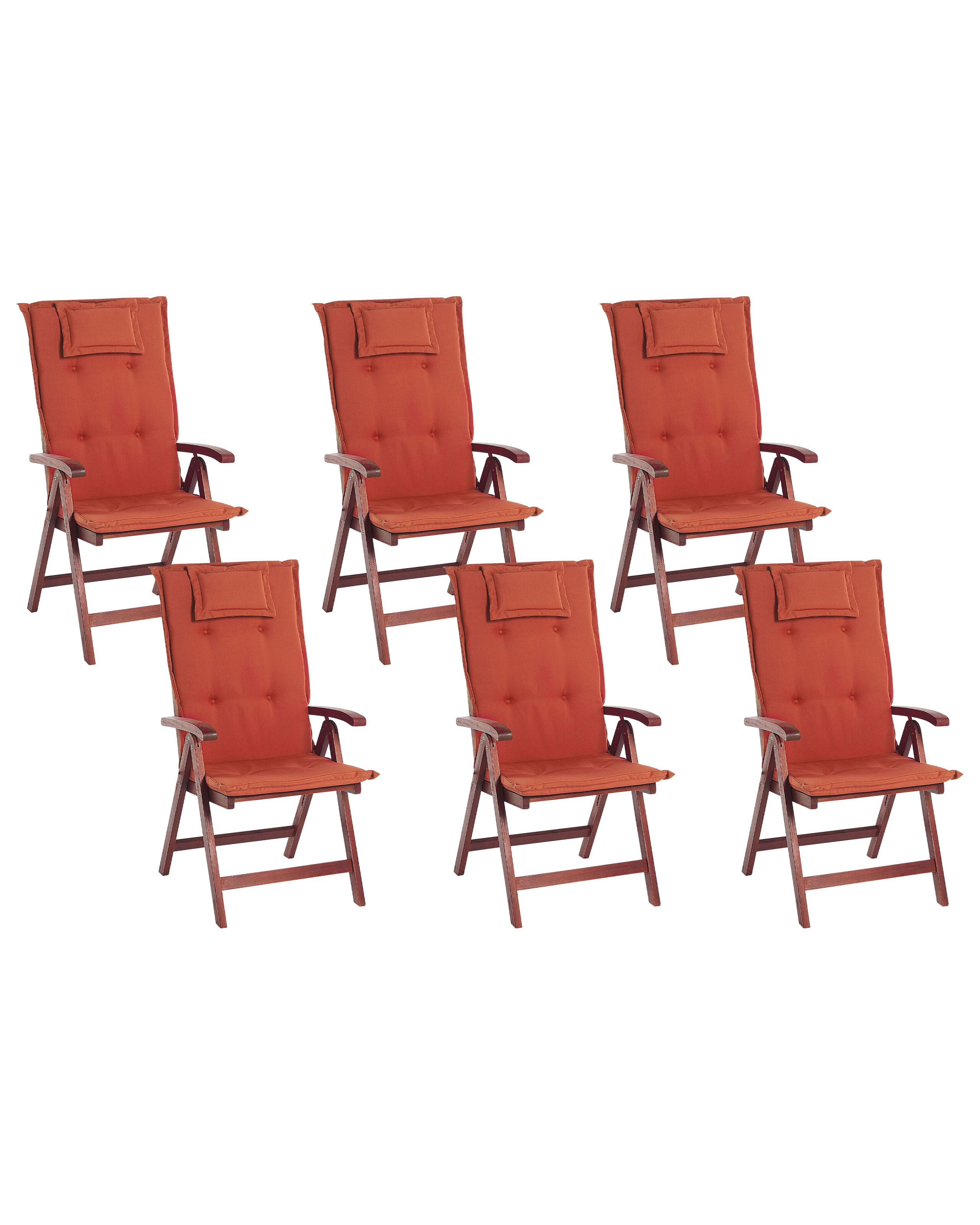 Chaise de jardin Set de 6 Bois Rouge foncé