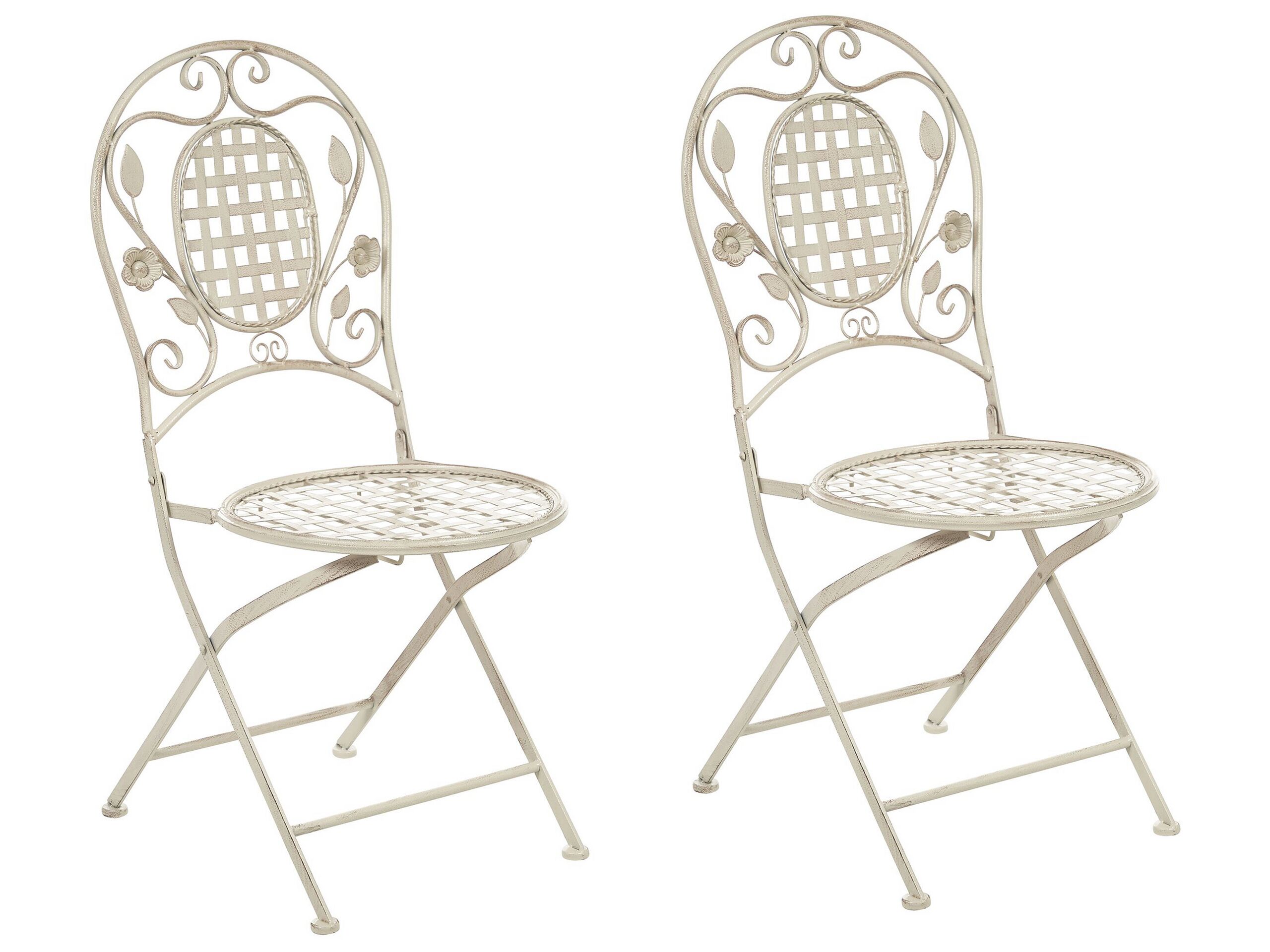 Chaise de jardin Set de 2 Métal Blanc cassé