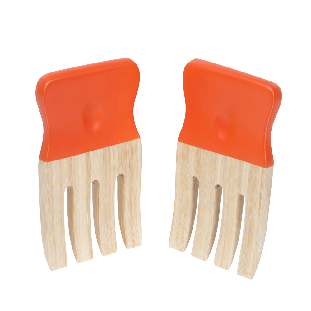 Couverts à salade main 17 cm en brique en bambou orange Couverts à salade main 17 cm en brique en bambou orange
