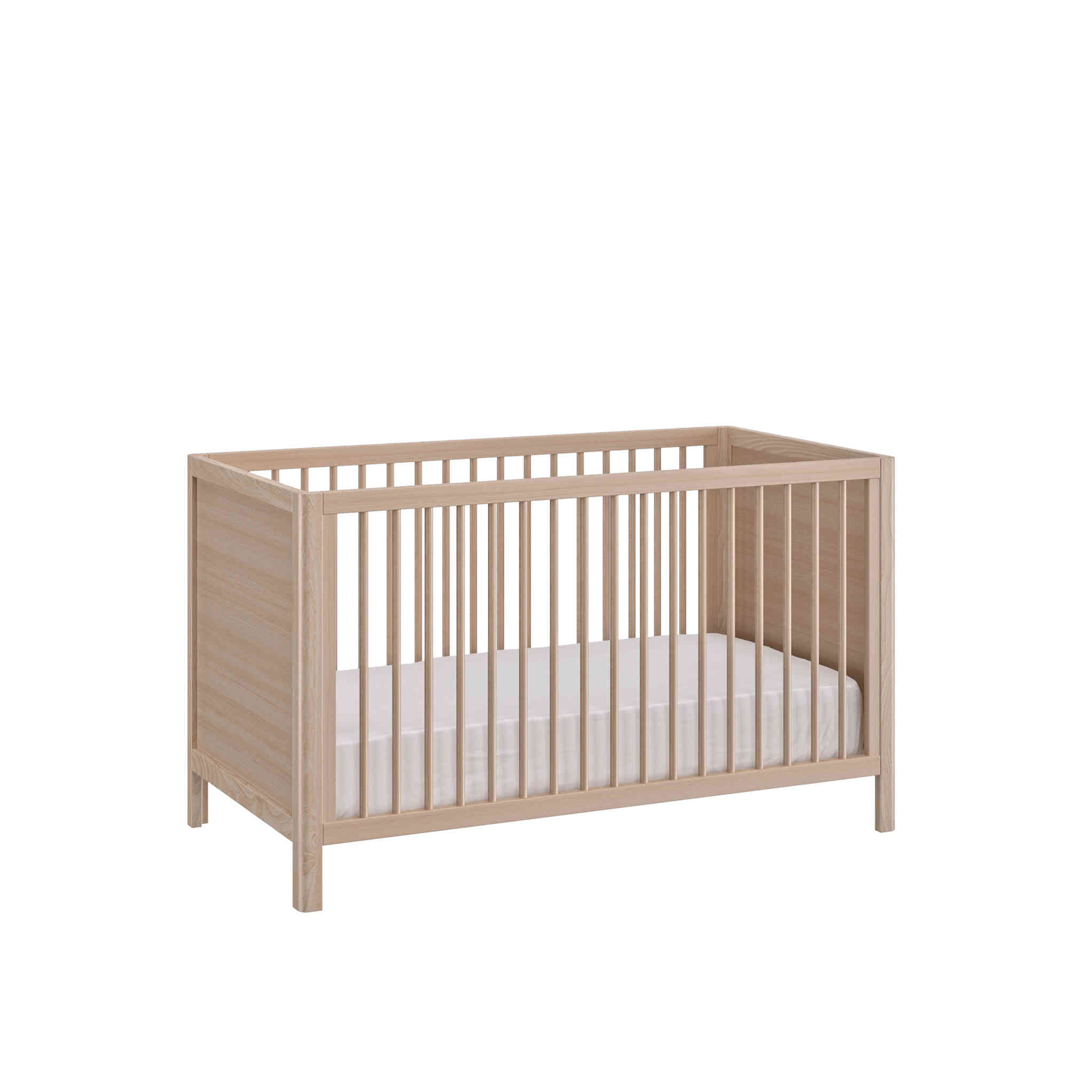 Lit à barreaux en bois imitation chêne clair 70x140 avec pans 140 cm Lit à barreaux en bois imitation chêne clair 70x140 avec pans 140 cm