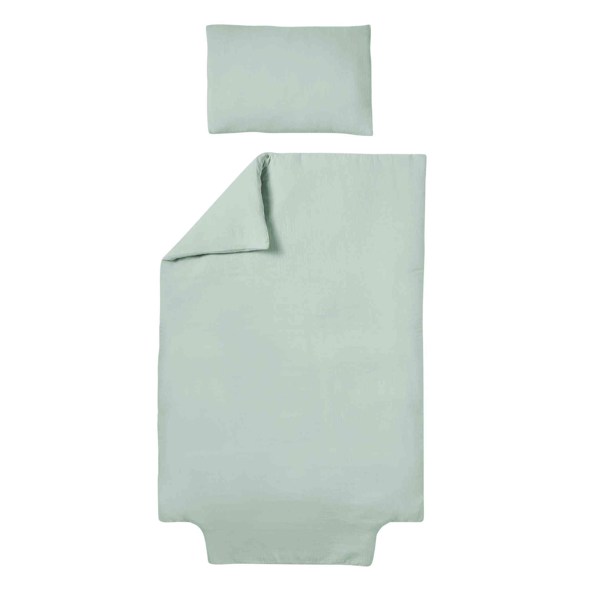 Parure de lit double gaze de coton bio emeraude 100x140cm