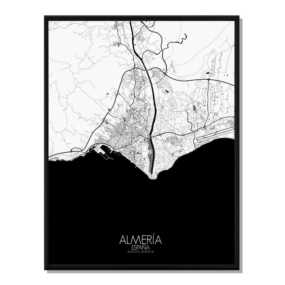 ALMERIA - Carte City Map N&B 40x50cm
