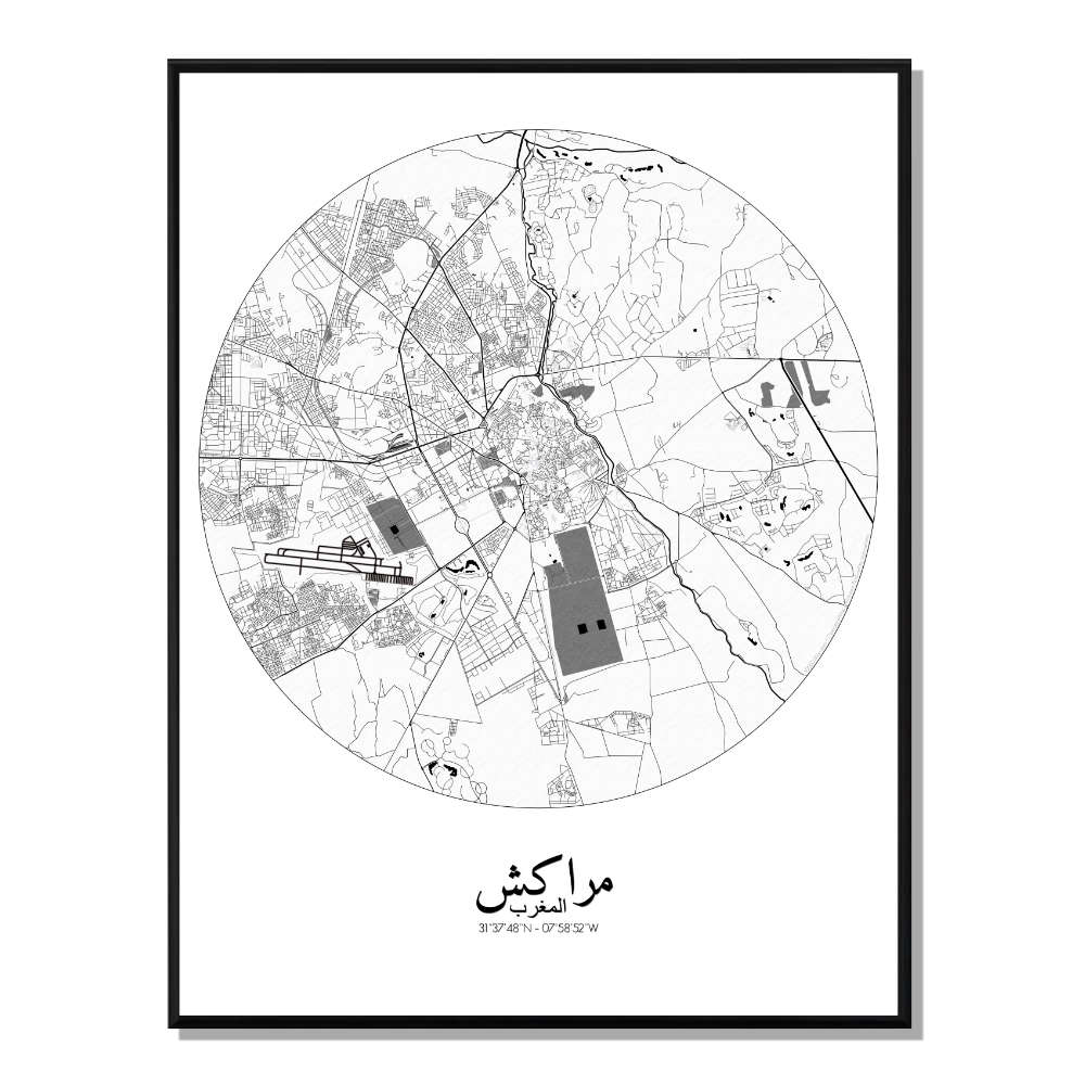 MARRAKECH - Carte City Map Rond 40x50cm