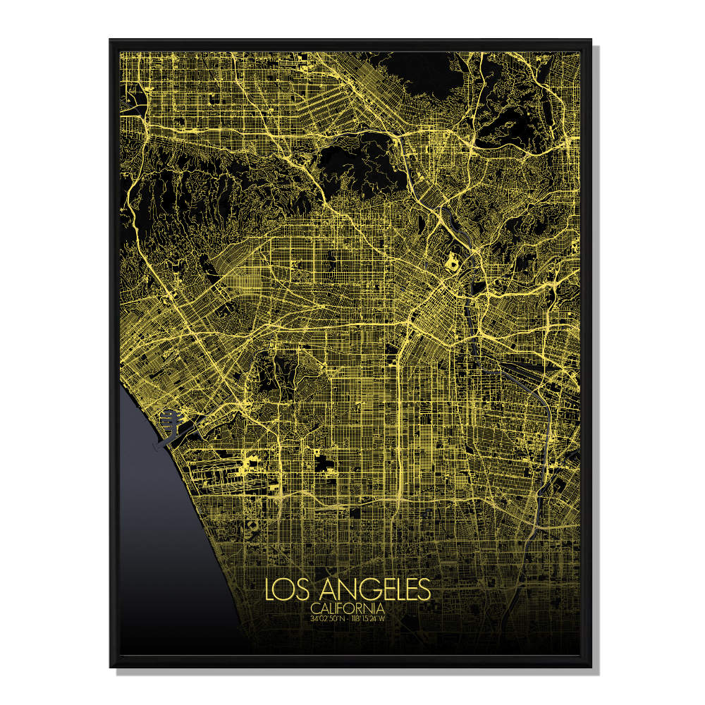 LOS ANGELES - Carte City Map Nuit 40x50