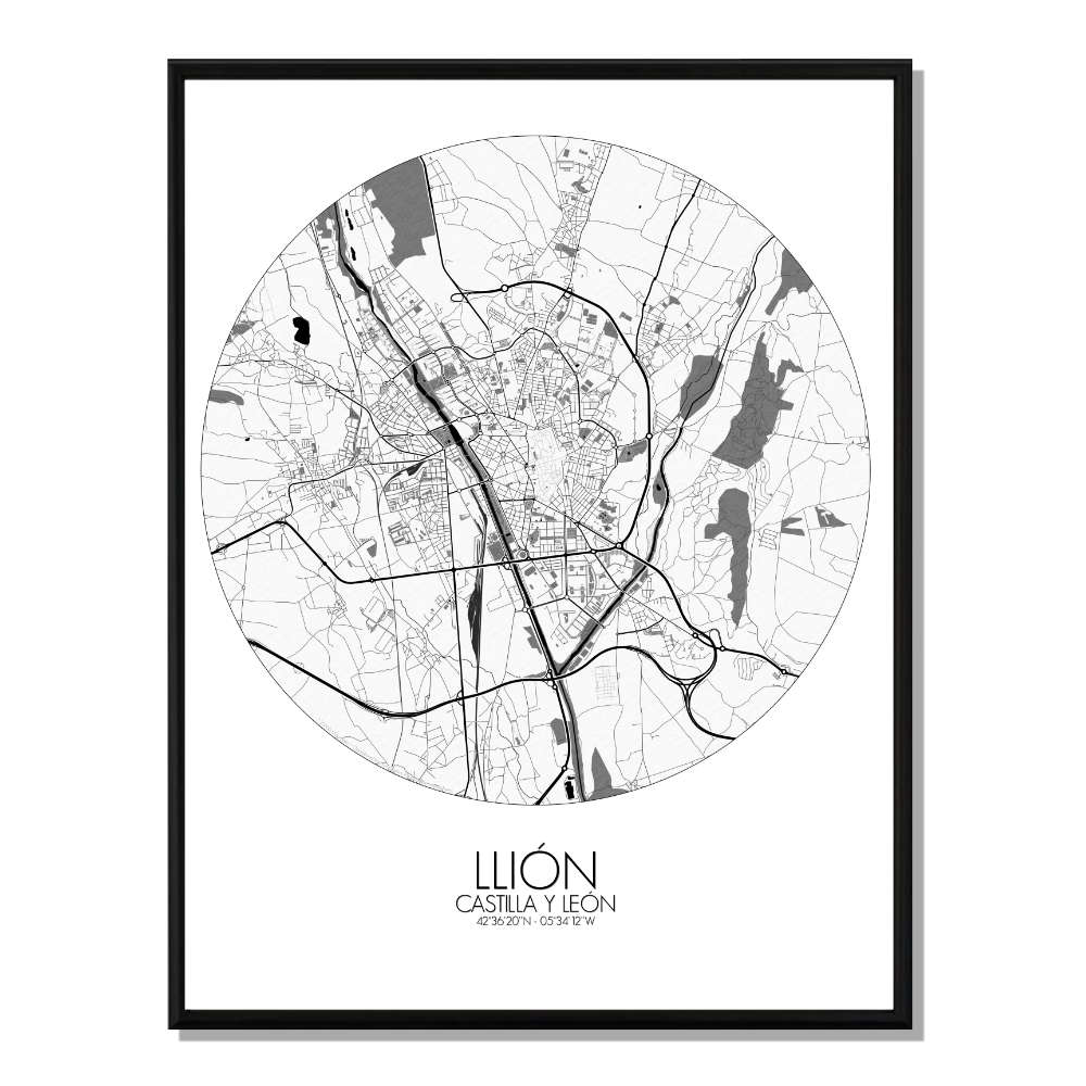 LEON - Carte City Map Rond 40x50cm LEON - Carte City Map Rond 40x50cm
