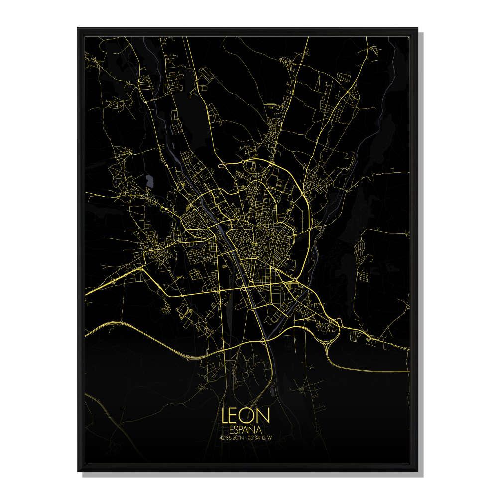 LEON - Carte City Map Nuit 40x50cm