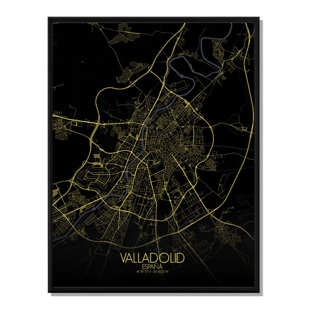 VALLADOLID - Carte City Map Nuit 40x50cm