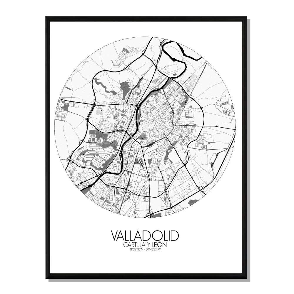 VALLADOLID - Carte City Map Rond 40x50cm