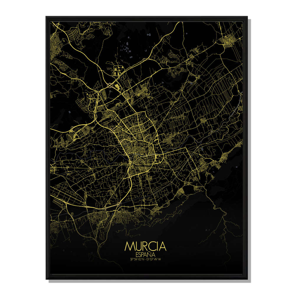 MURCIA - Carte City Map Nuit 40x50cm