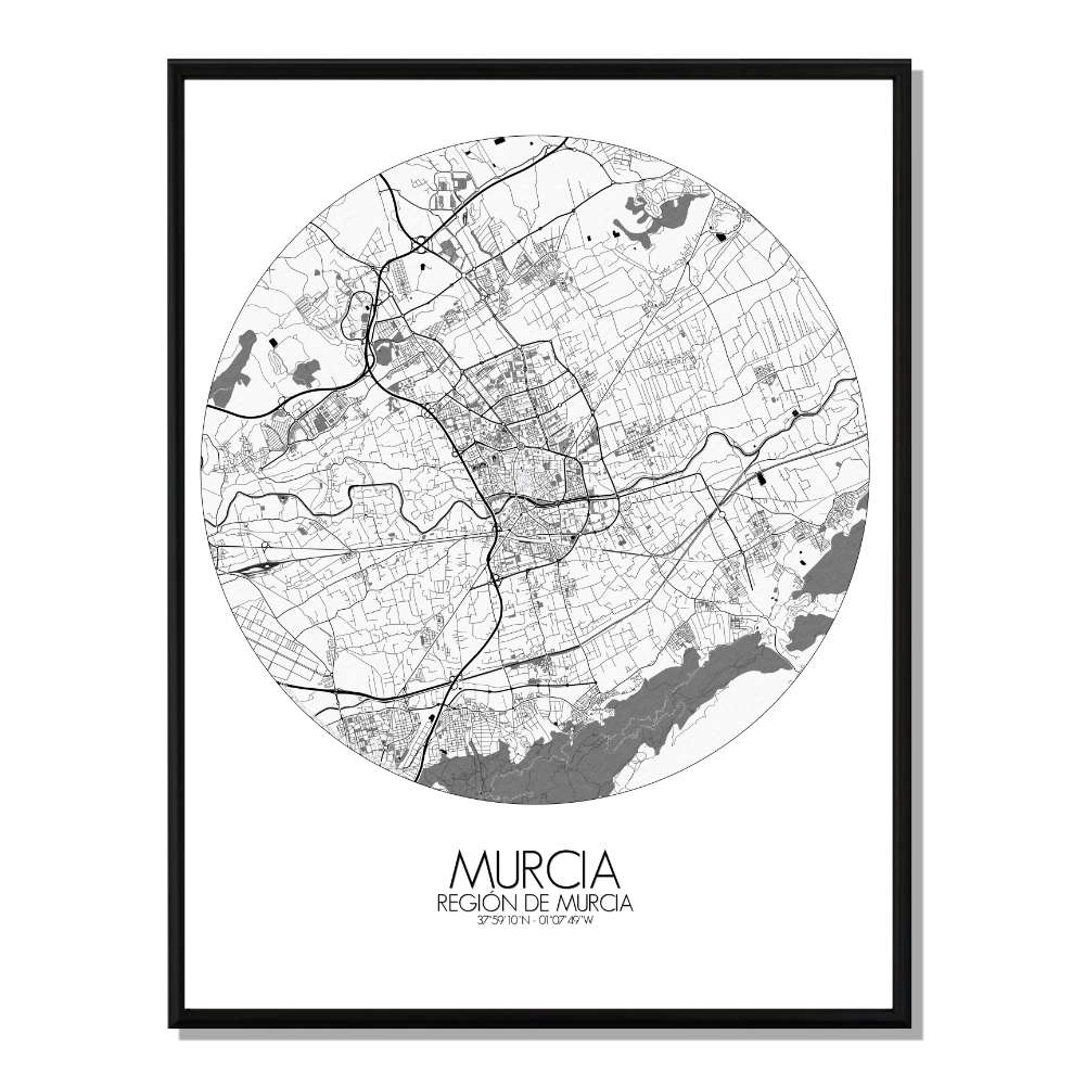 MURCIA - Carte City Map Rond 40x50cm