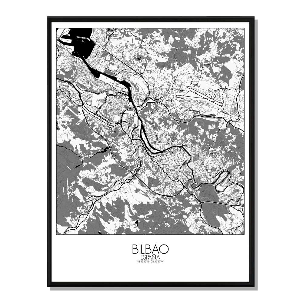 BILBAO - Carte City Map N&B 40x50cm