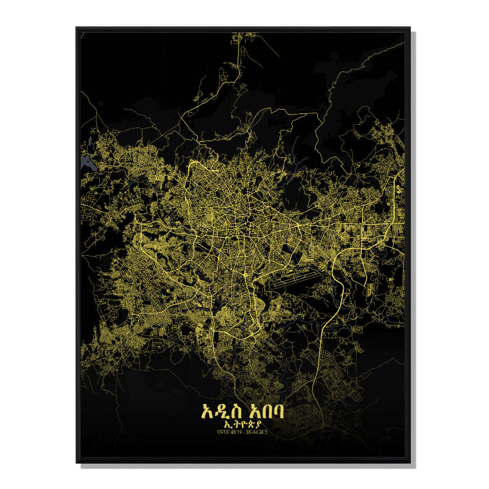ADDIS ABABA - City Map Nuit 40x50cm
